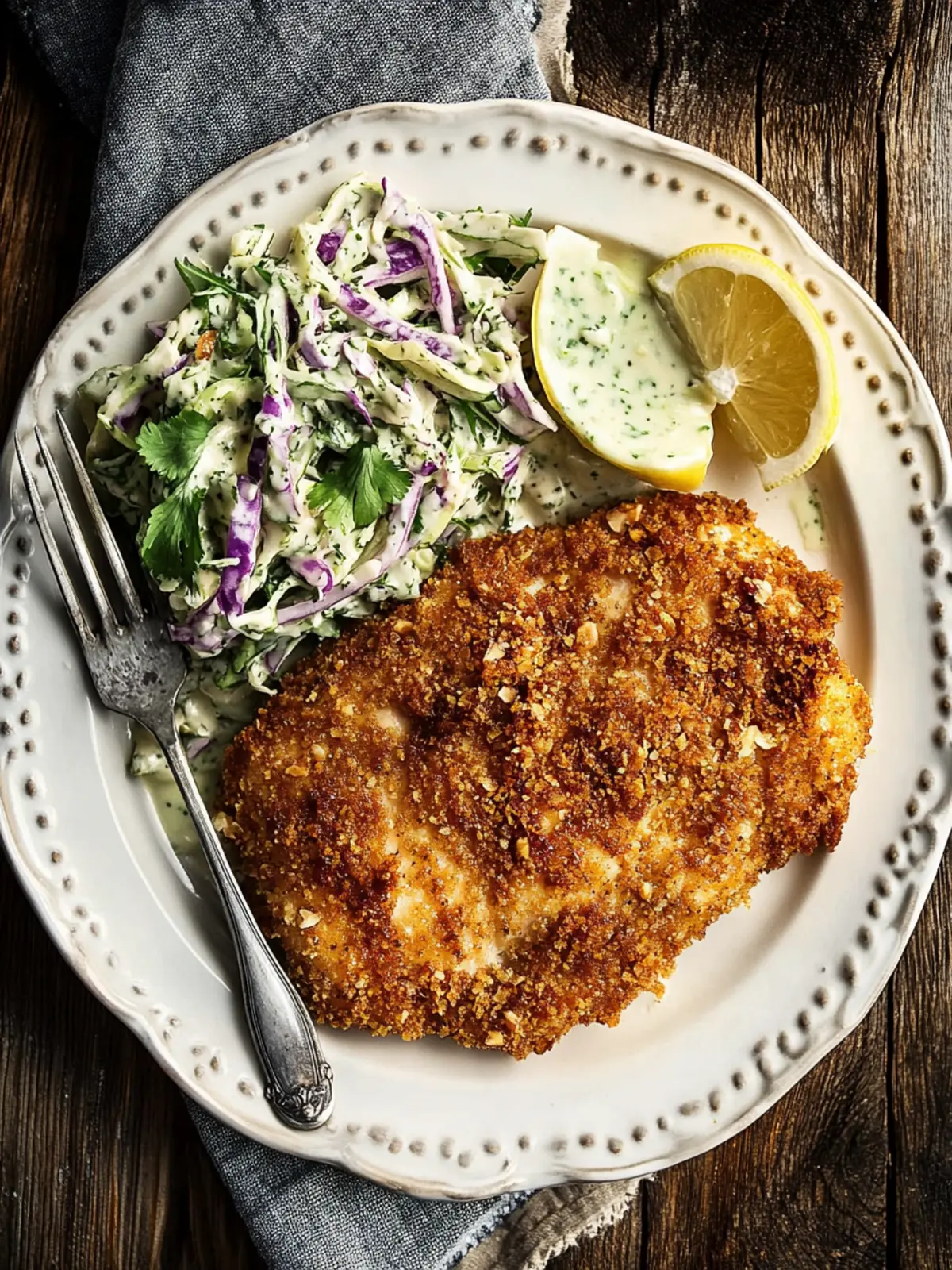 Walnut Crusted Chicken with Fennel Slaw