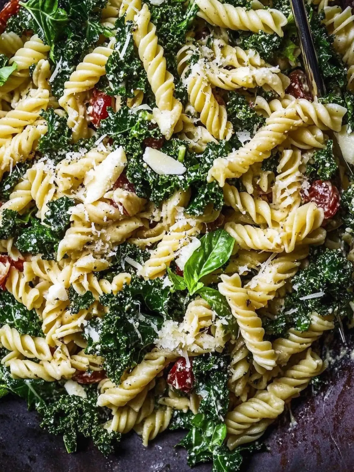 Mediterranean Pasta & Kale Salad with Garlic Basil