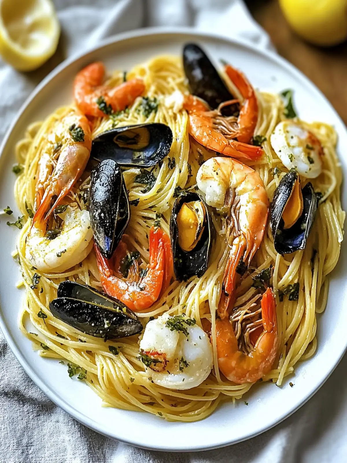 Garlic Butter & White Wine Seafood Pasta