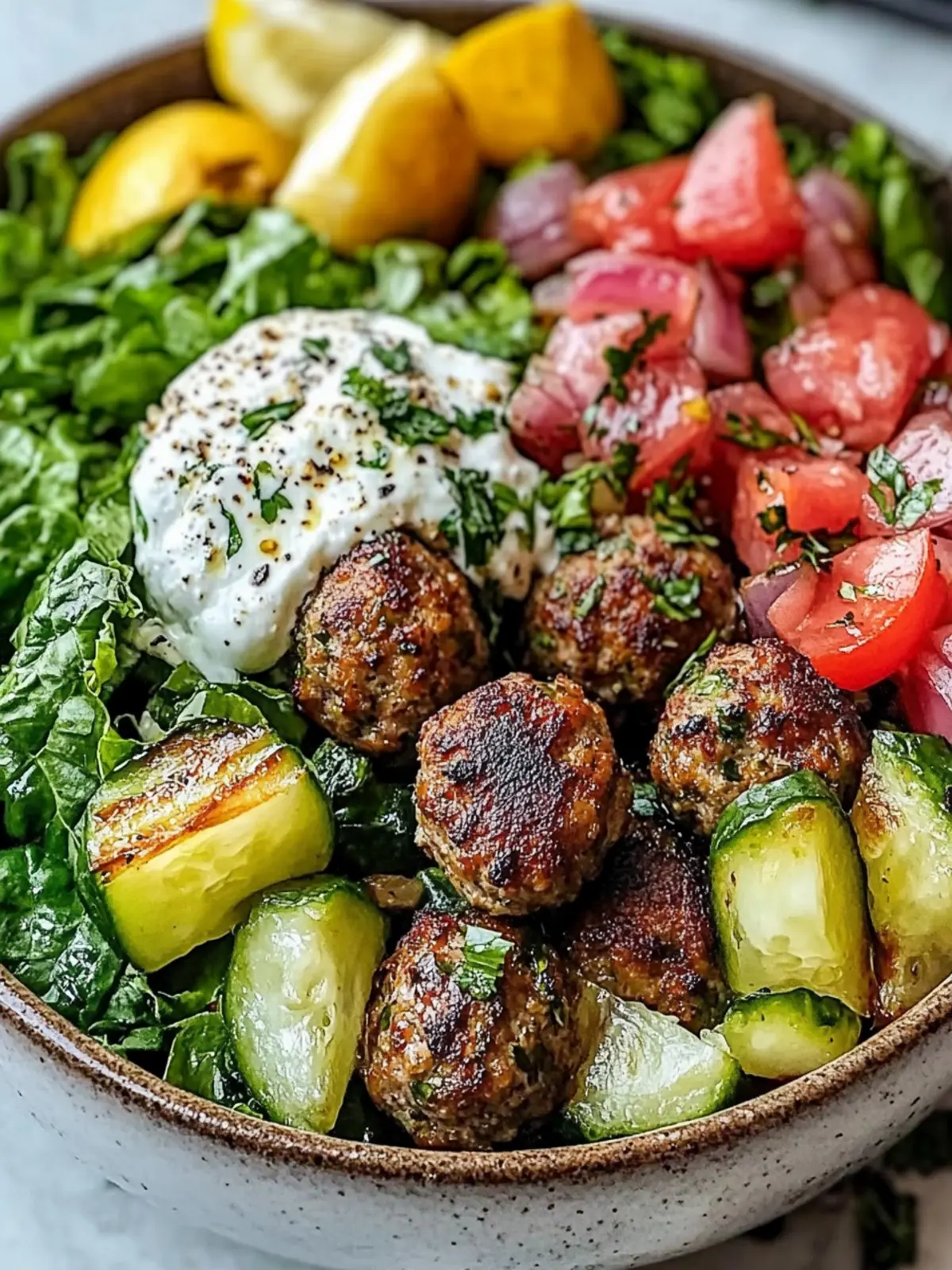 Greek Meatball Bowl