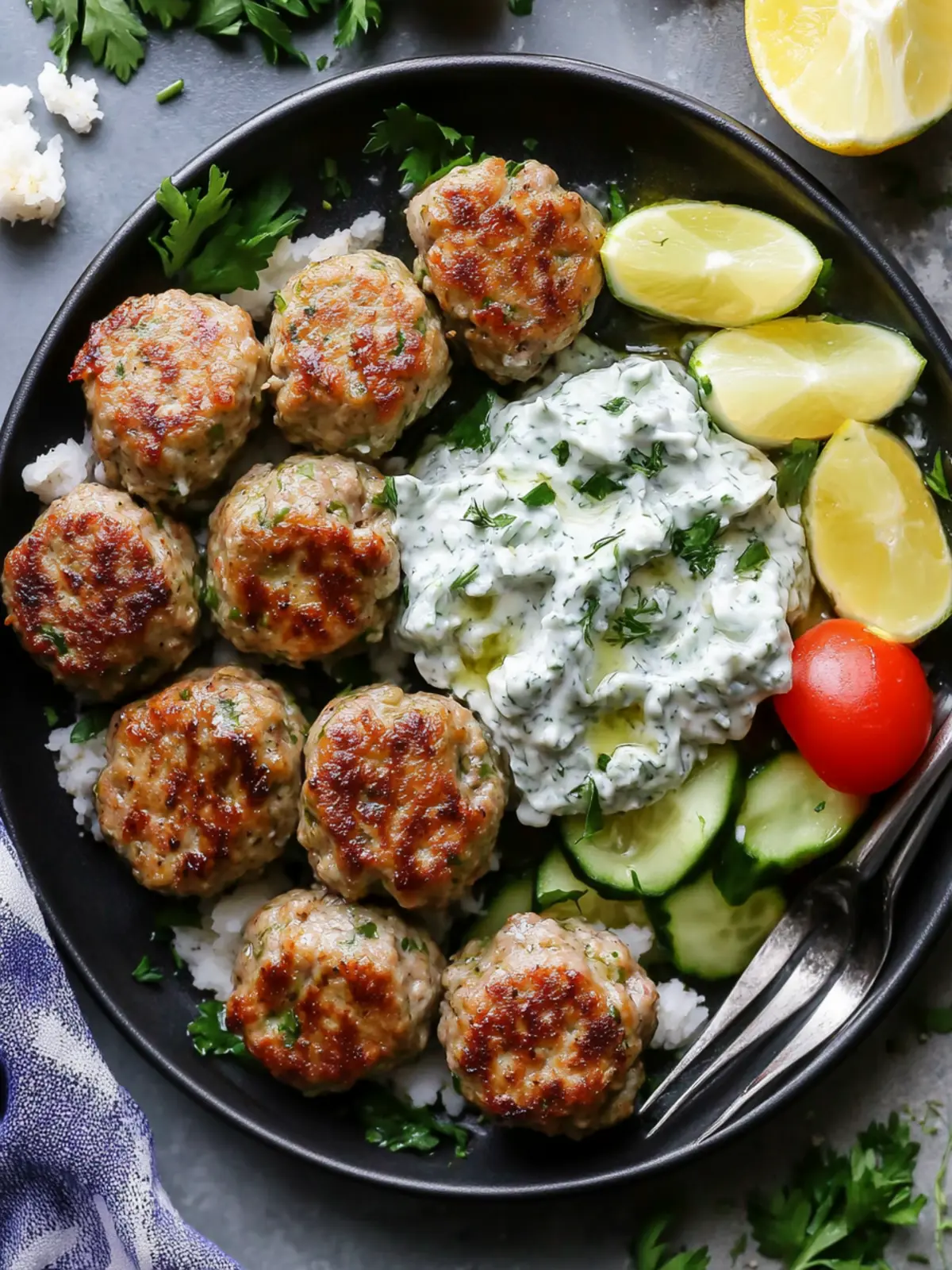 Greek Turkey Meatballs with Tzatziki Sauce
