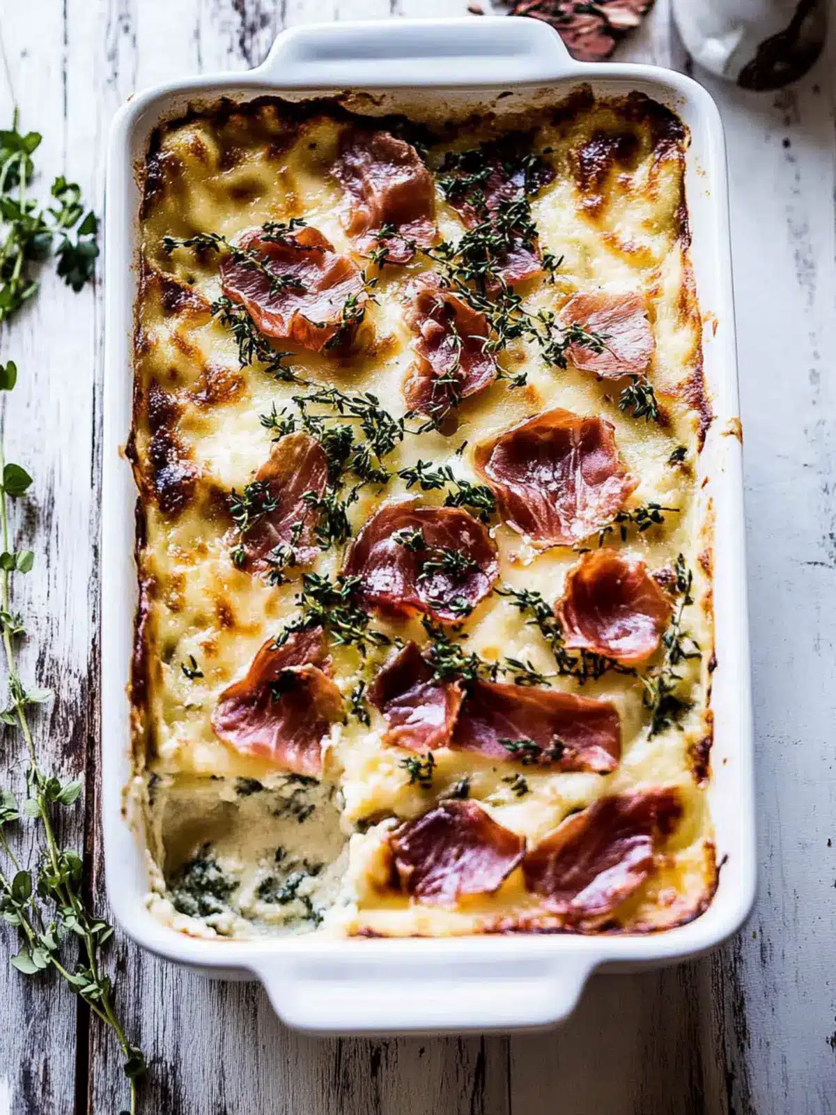 Crispy Prosciutto Cheesy White Lasagna