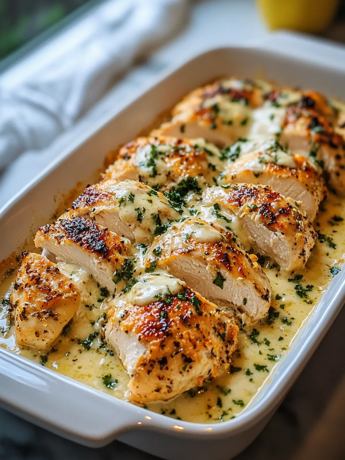 Baked Caesar Chicken with Creamy Parmesan Sauce