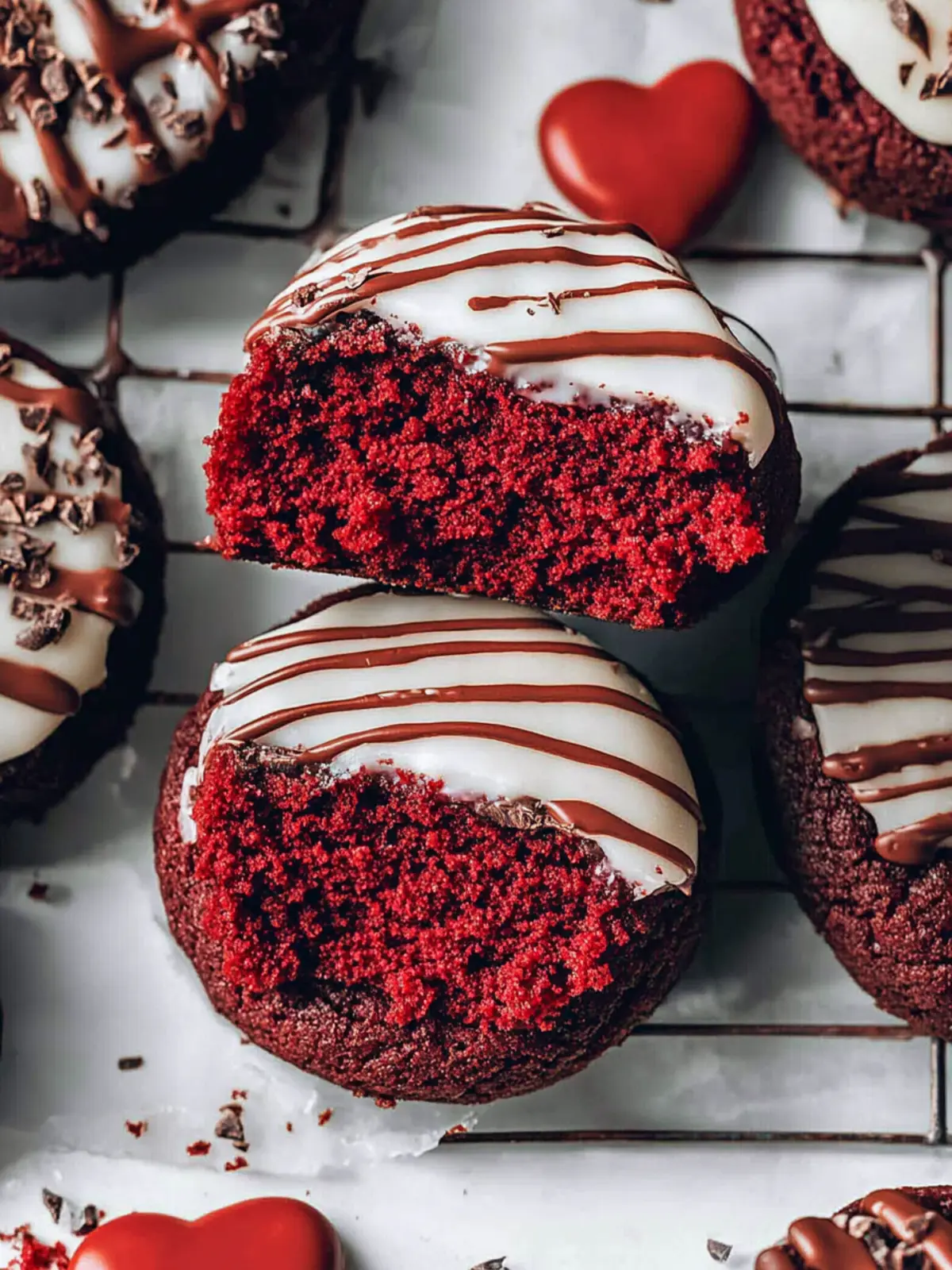 Chocolate Filled Red Velvet Cookies