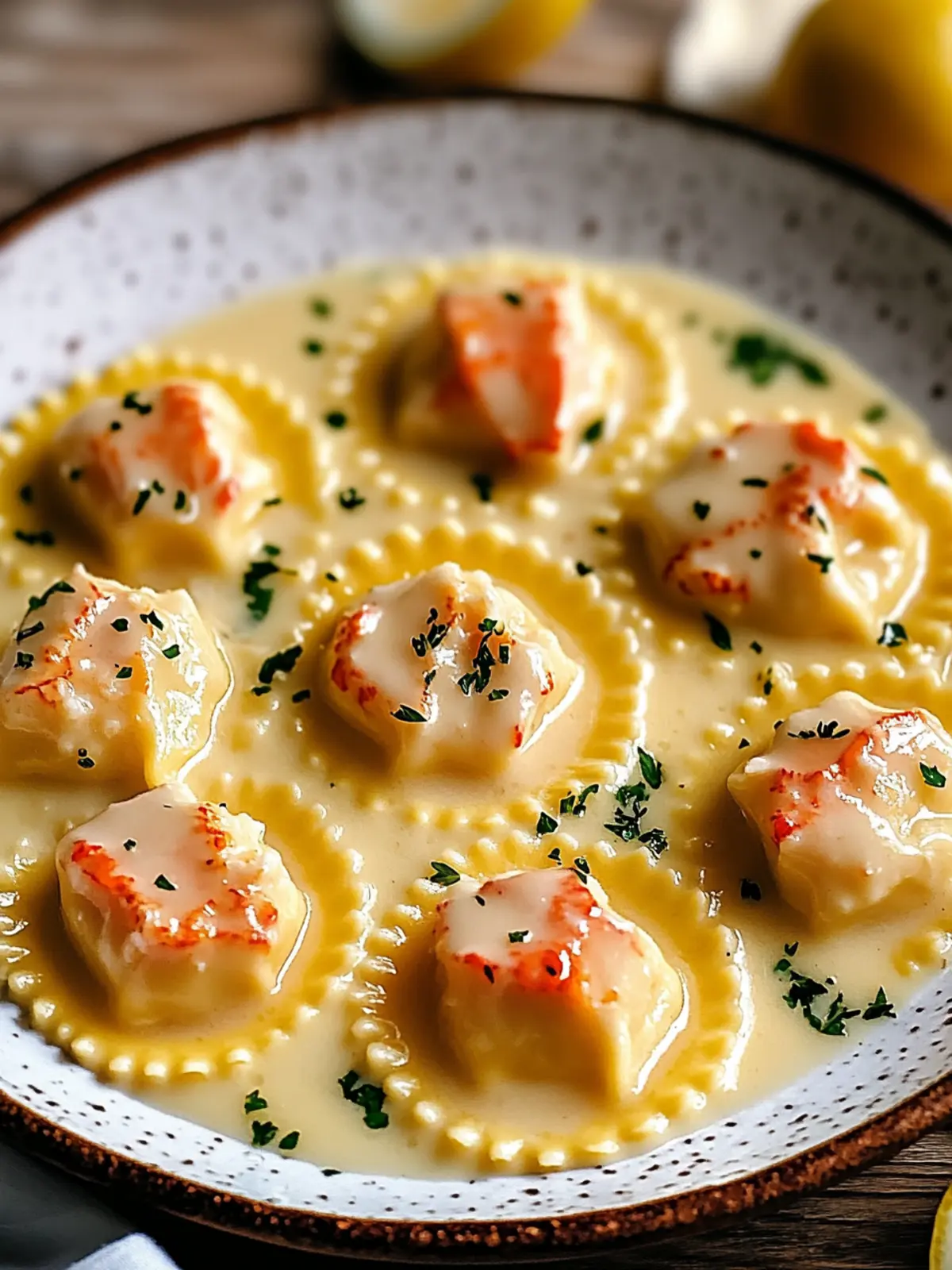 Lobster Ravioli in Lemon Butter Sauce