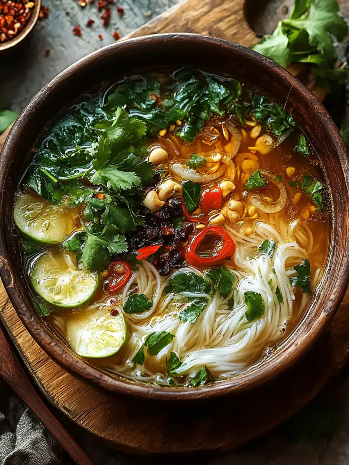 Healing Ginger Garlic Broth with Rice Noodles