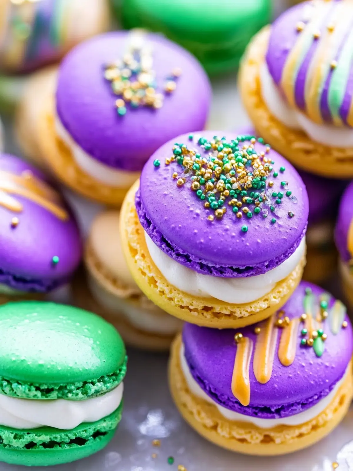 Mardi Gras Macarons