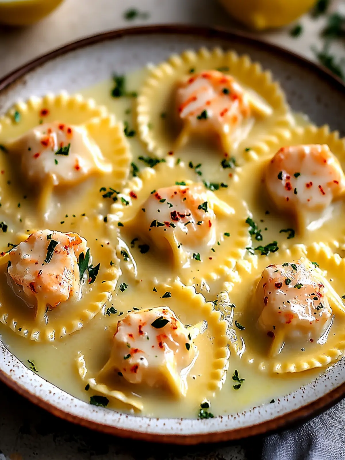 Lobster Ravioli in Lemon Butter Sauce