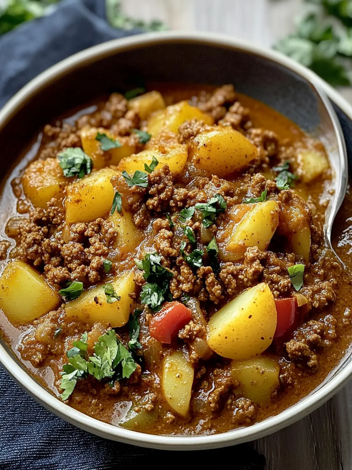 Spicy Ground Beef and Potato Curry