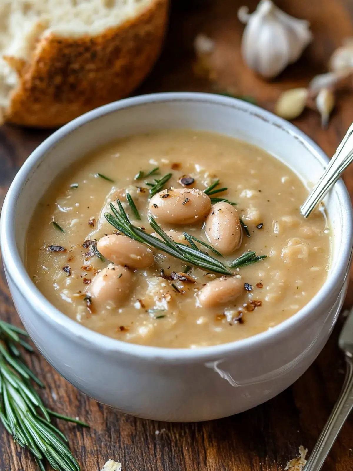 Rosemary Roasted Garlic Bean Soup