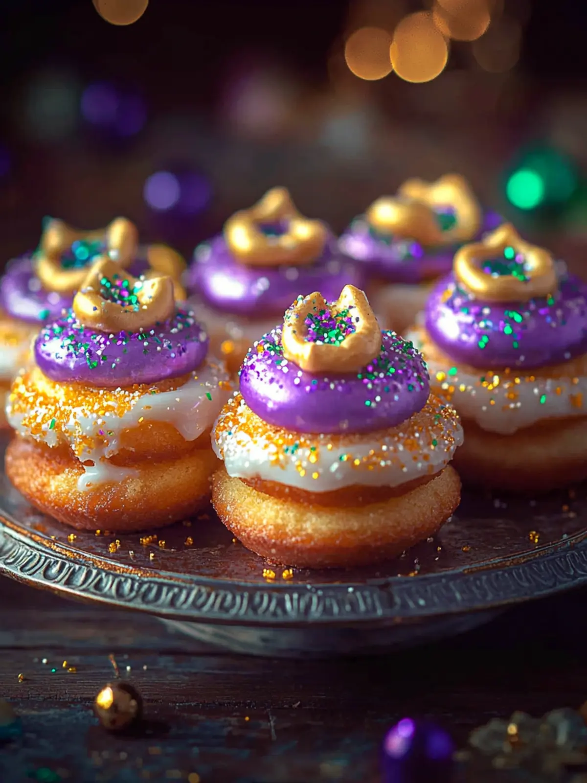 Mini King Cakes for Mardi Gras