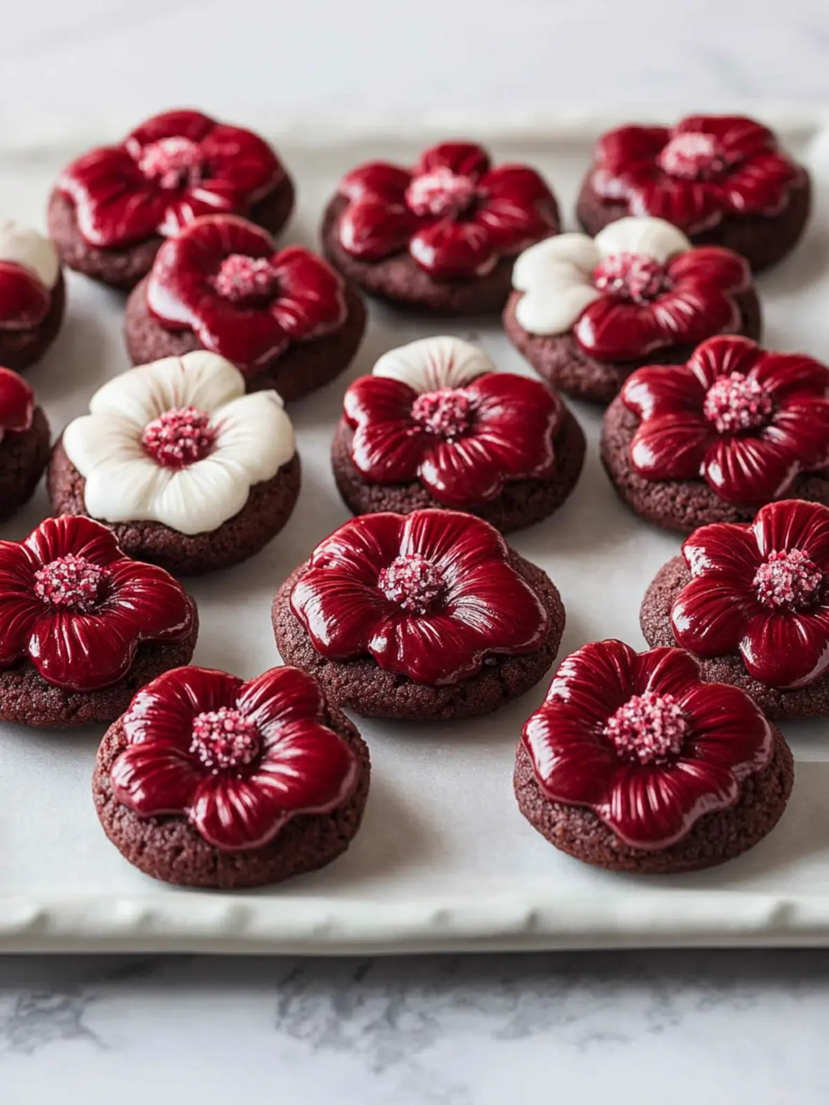 Red Velvet Blossom Cookies