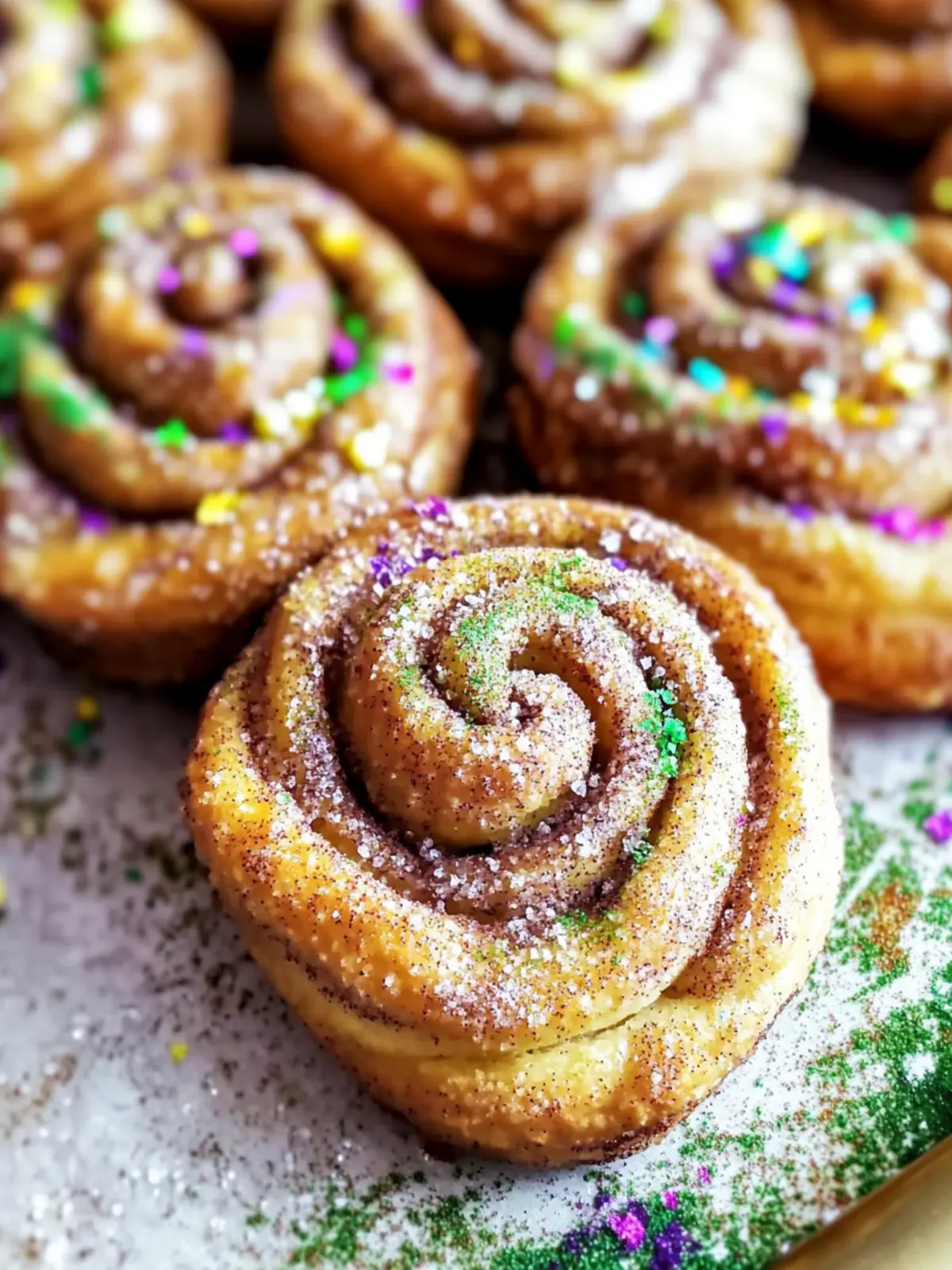 Mardi Gras Cinnamon Rolls