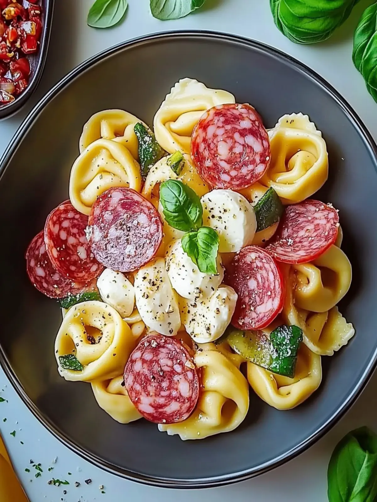 Salami-Mozzarella Tortellini Pasta Salad