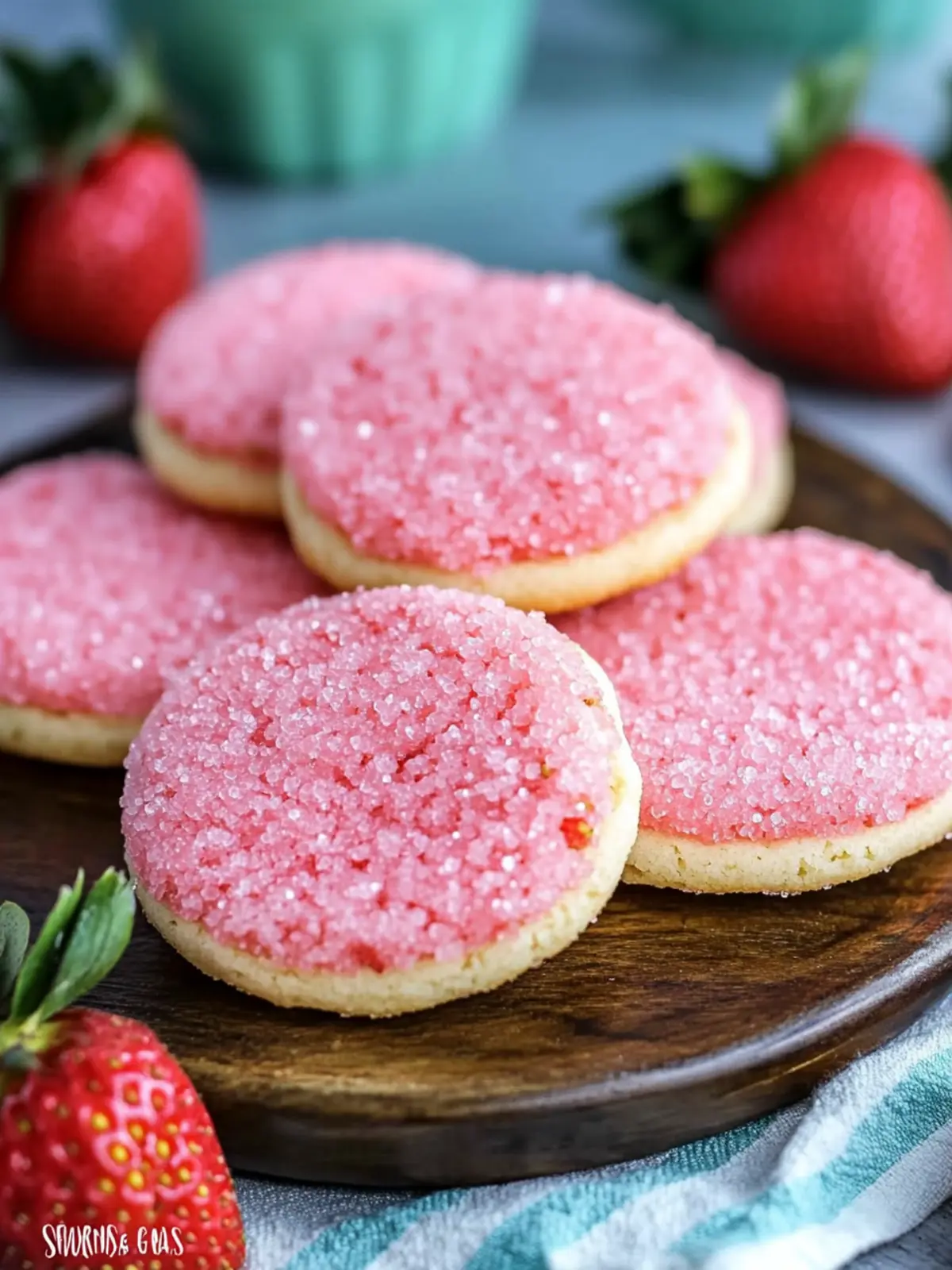 Strawberry Champagne Pink Sugar Cookies
