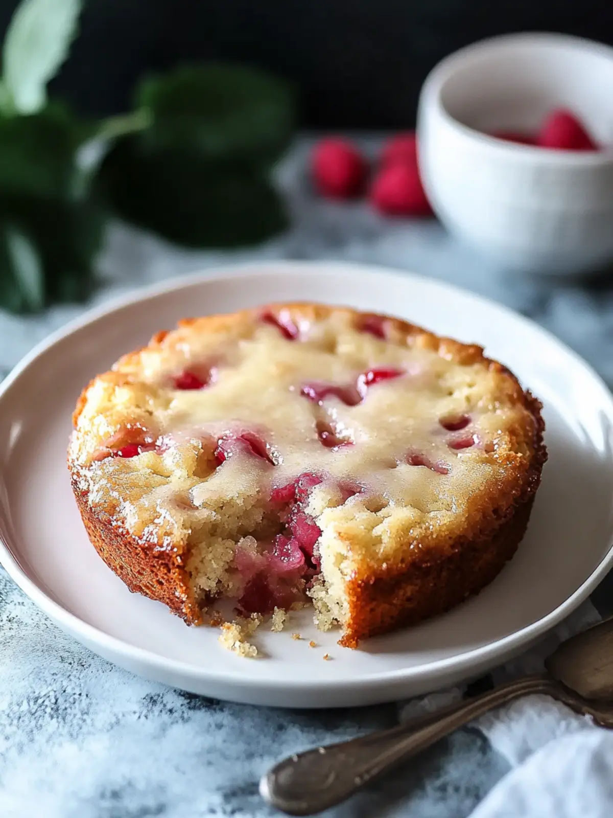 Warm Rhubarb Cake with Butter Sauce