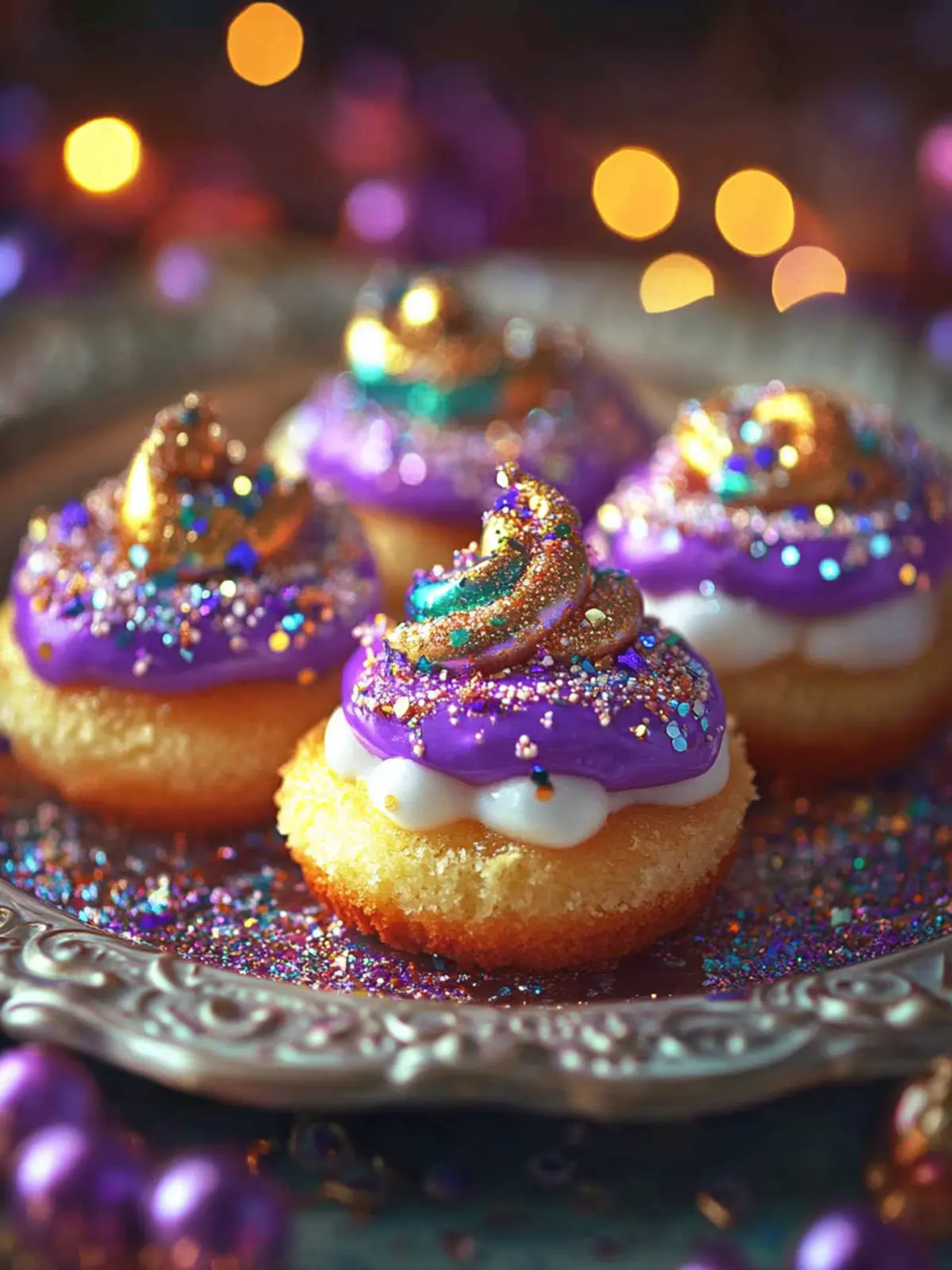 Mini King Cakes for Mardi Gras