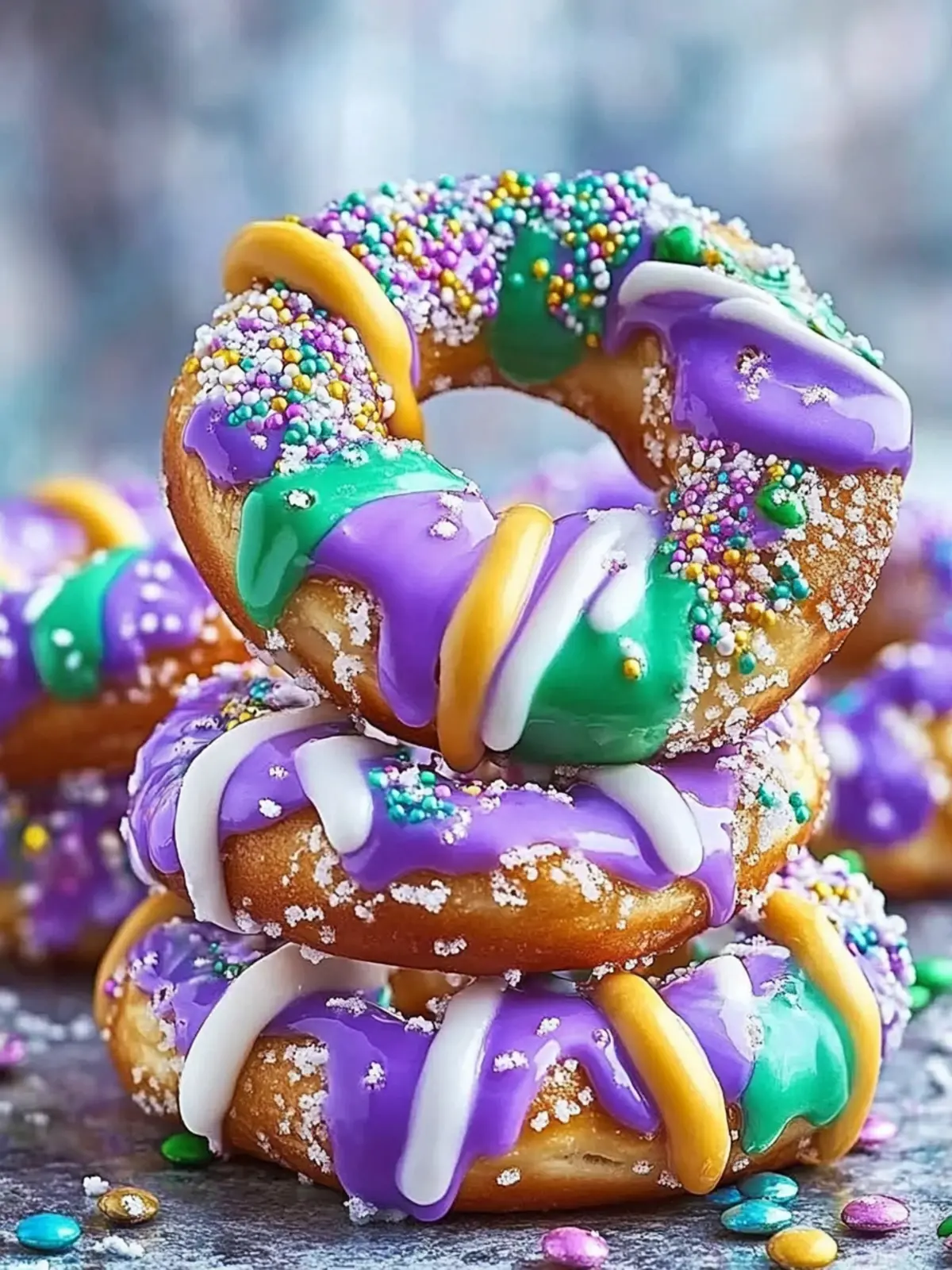Mardi Gras Candy Melt Pretzels