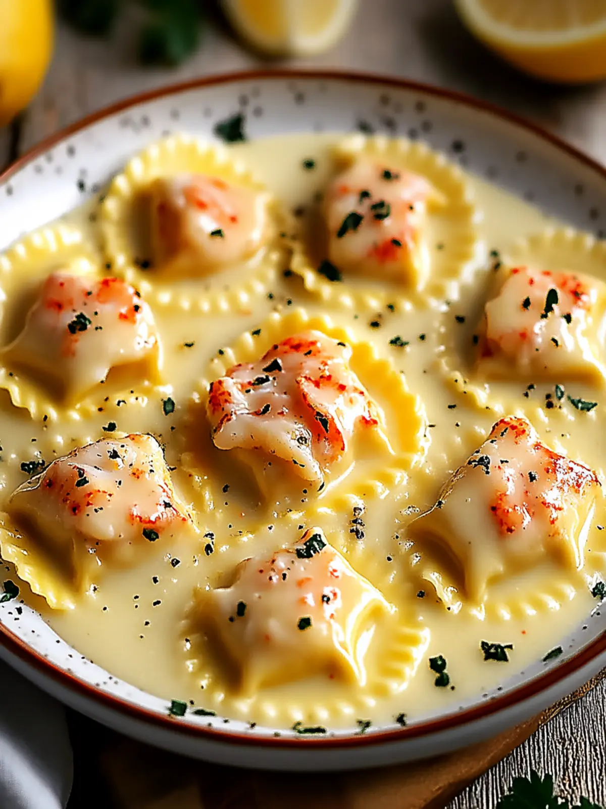 Lobster Ravioli in Lemon Butter Sauce