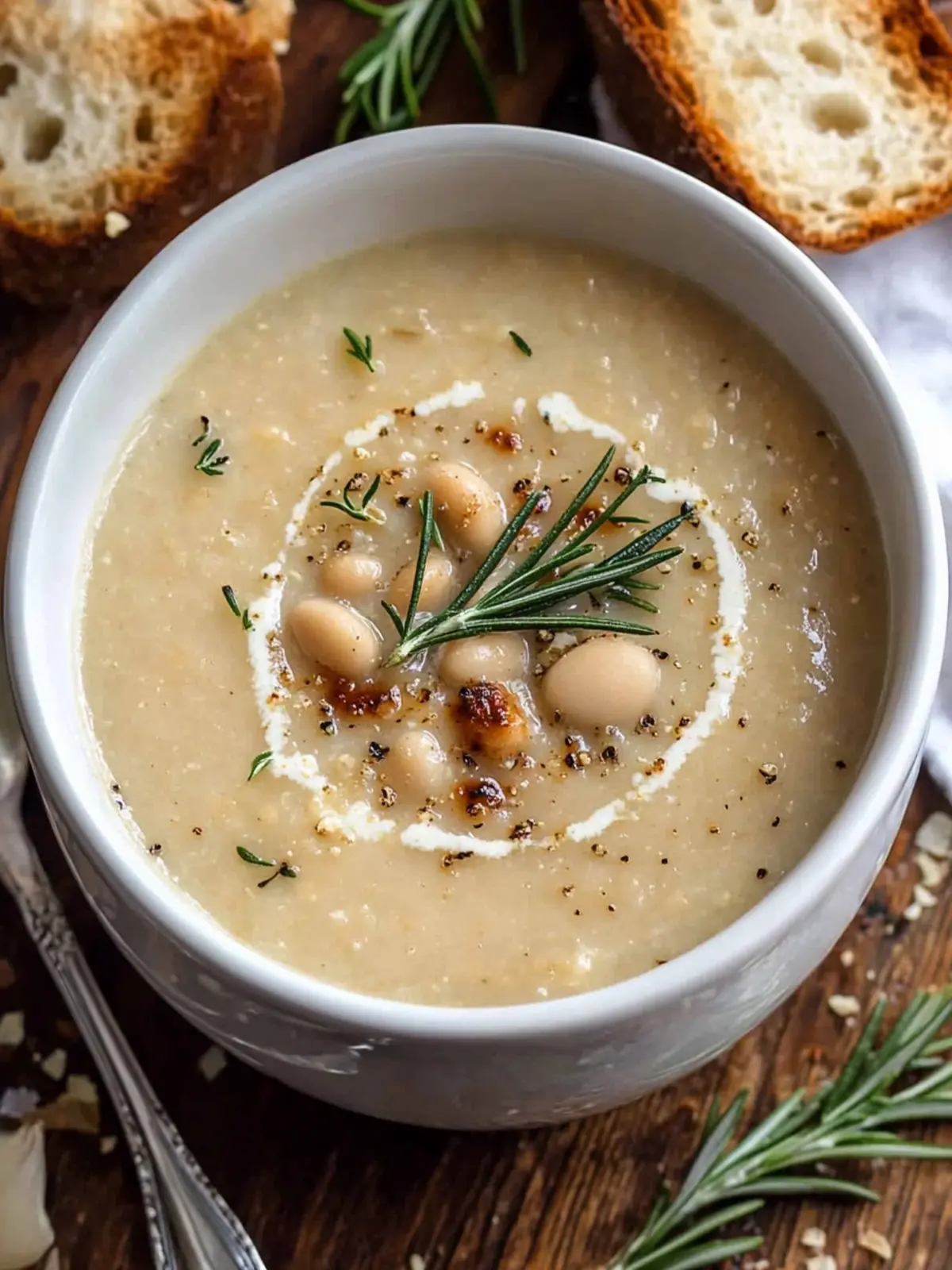 Rosemary Roasted Garlic Bean Soup