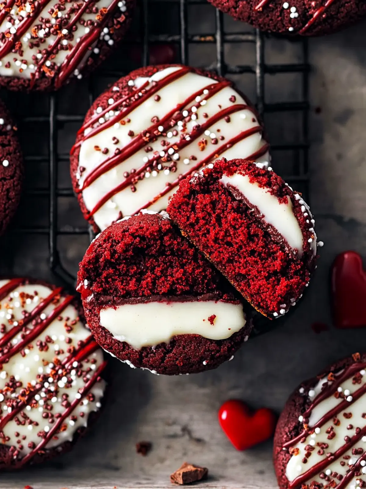 Chocolate Filled Red Velvet Cookies