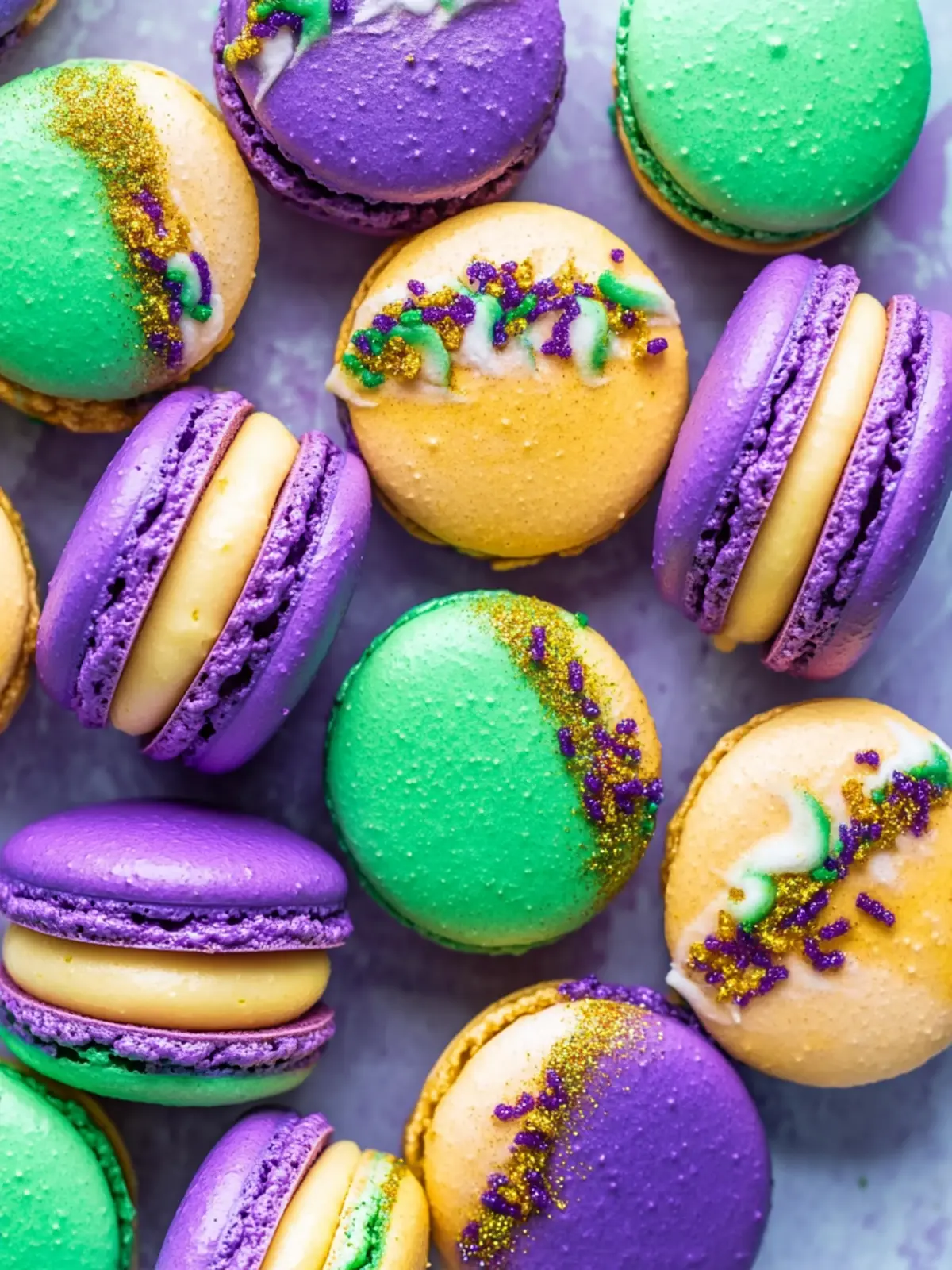 Mardi Gras Macarons