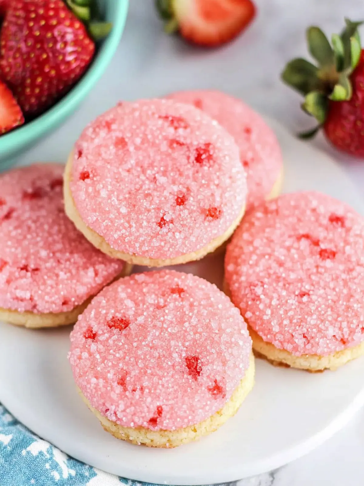 Strawberry Champagne Pink Sugar Cookies