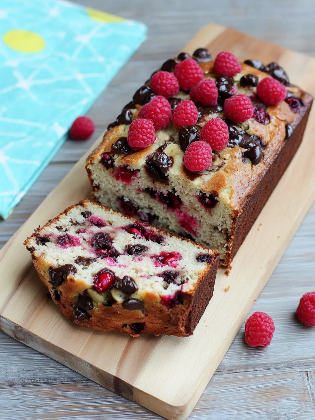 Raspberry Dark Chocolate Banana Bread