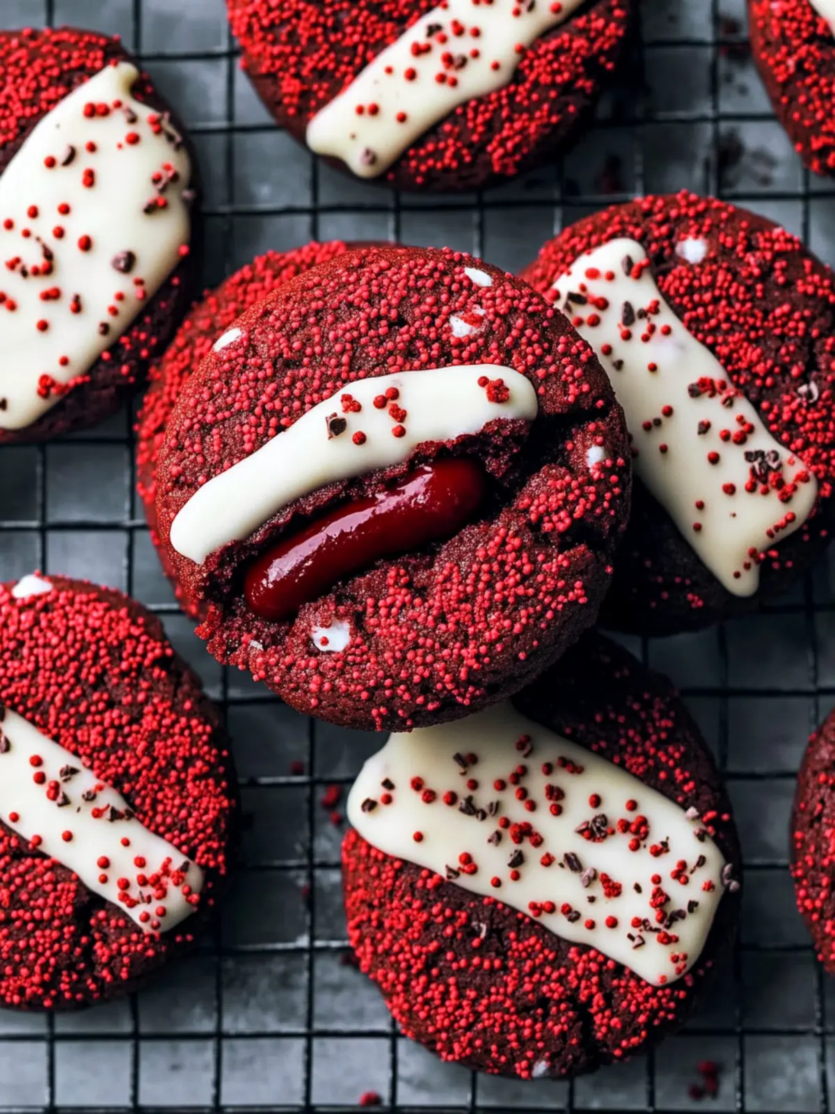 Chocolate Filled Red Velvet Cookies