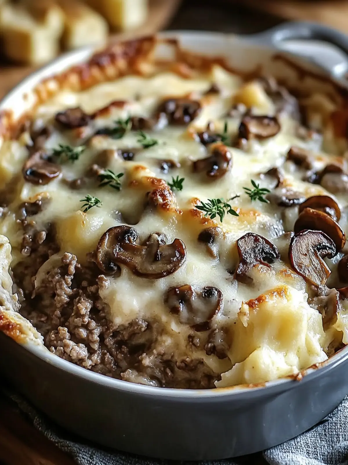 Creamy Mushroom & Ground Beef Bake