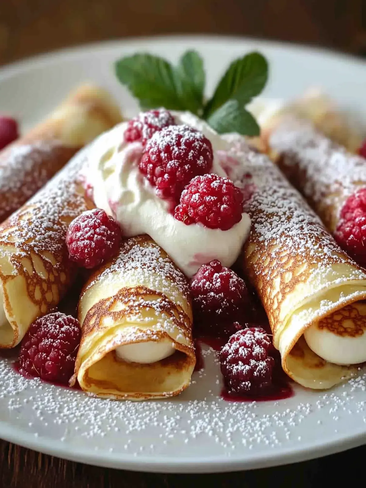 Raspberry Vanilla Cream Crepes