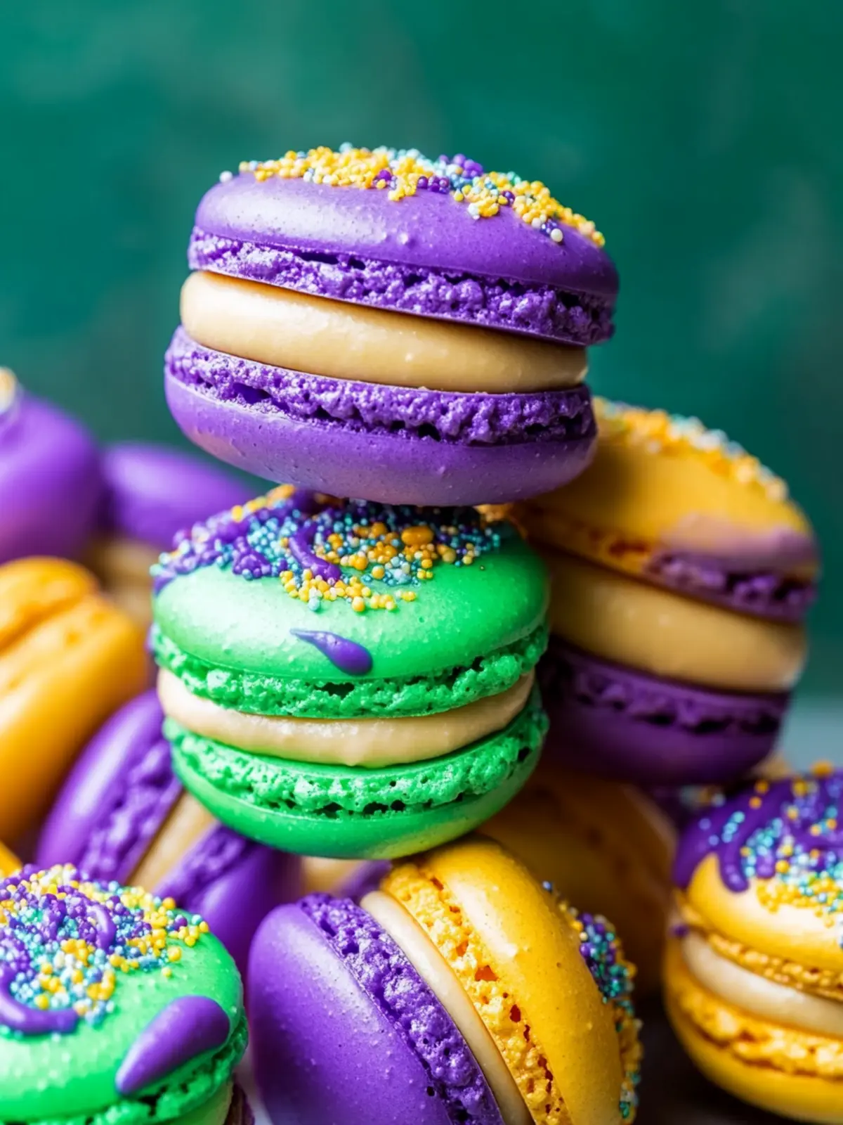 Mardi Gras Macarons