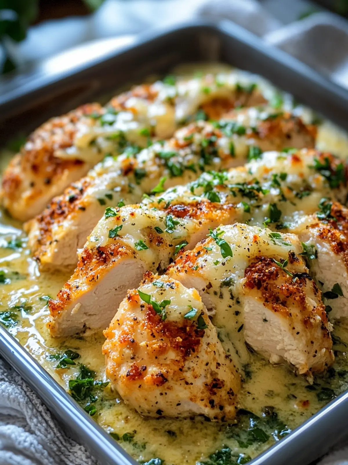 Baked Caesar Chicken with Creamy Parmesan Sauce