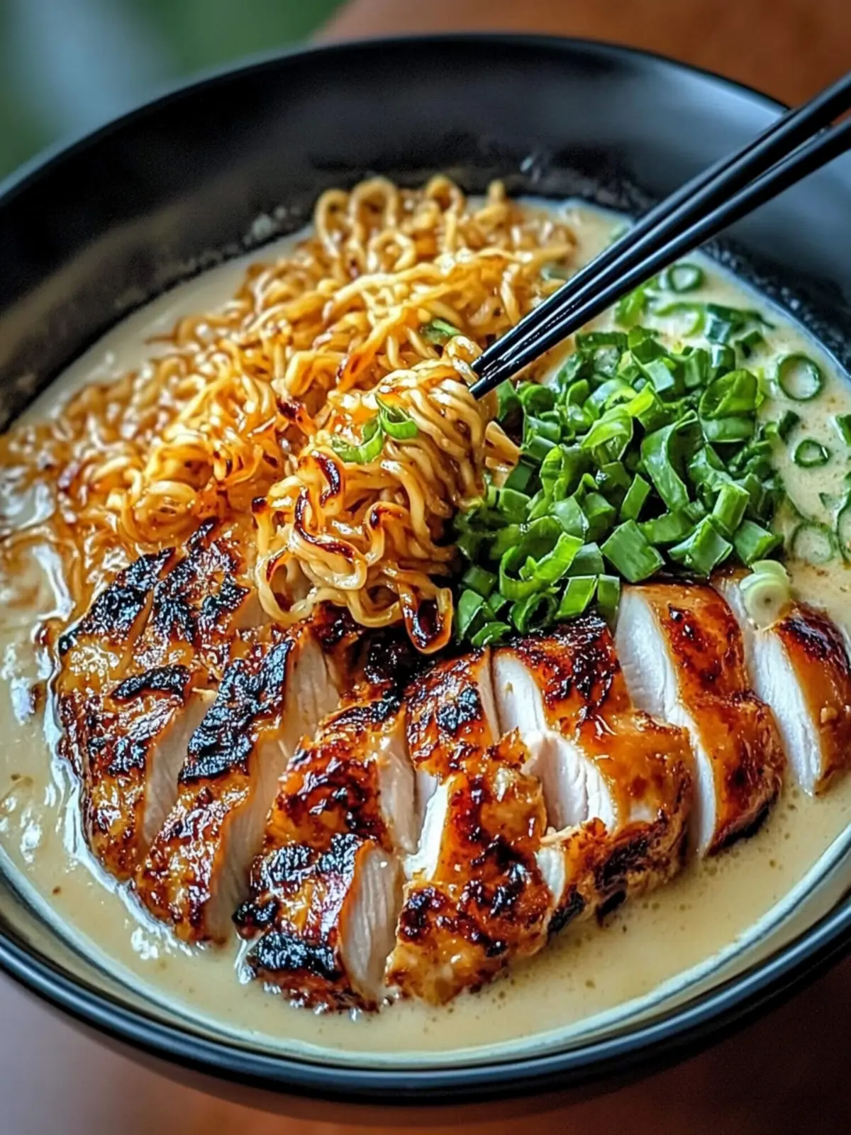 Fiery Chicken Ramen with Creamy Garlic Sauce