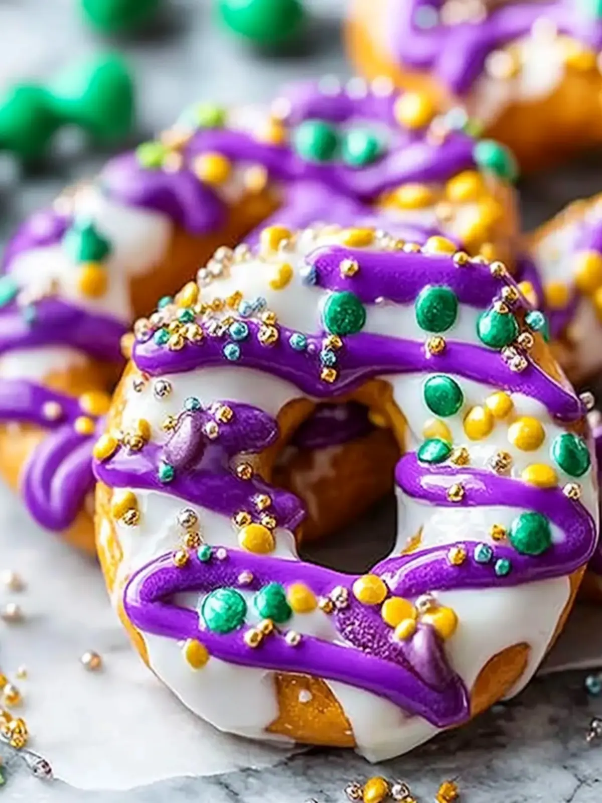 Mardi Gras Candy Melt Pretzels
