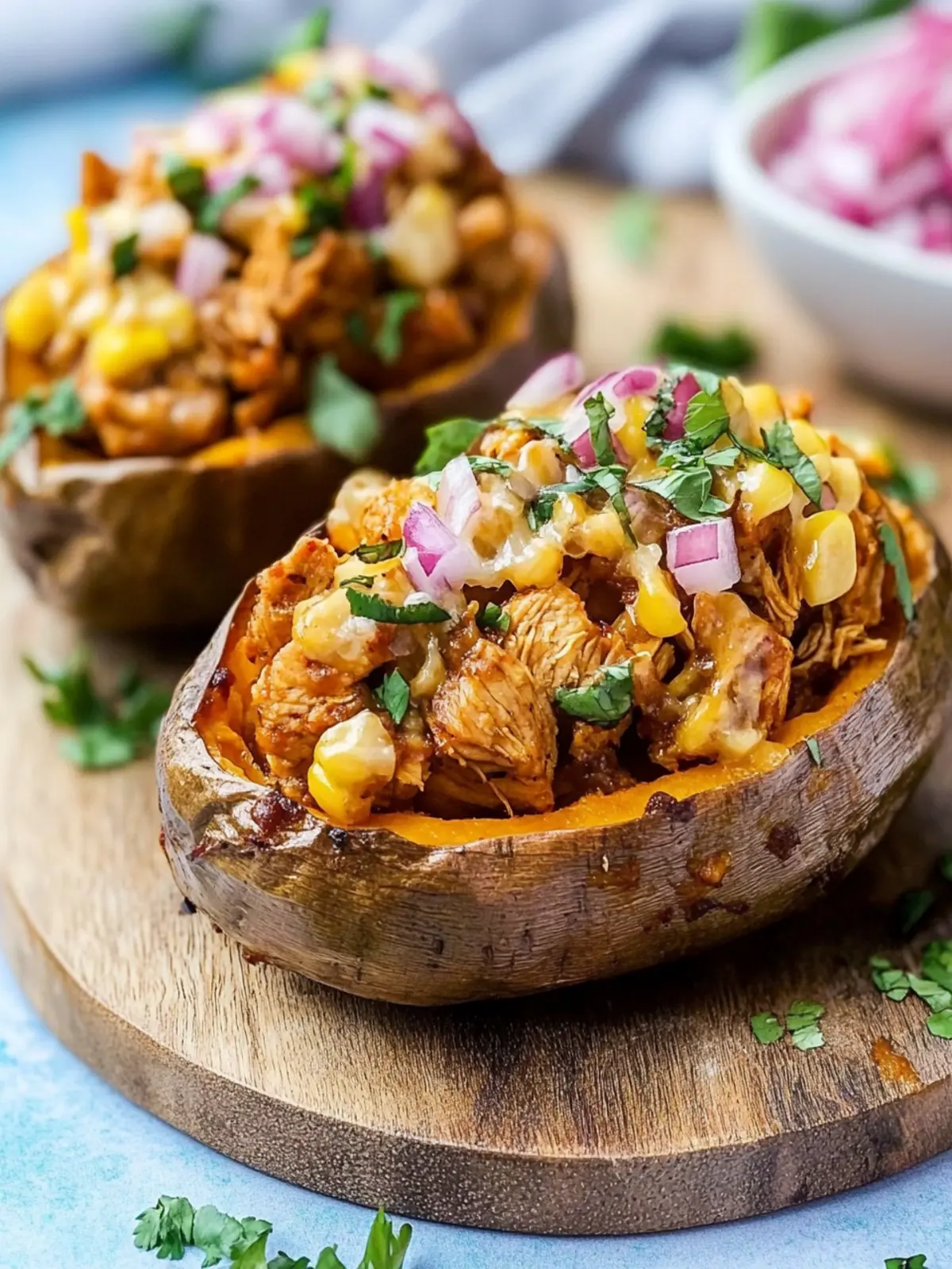 BBQ Chicken Stuffed Sweet Potatoes