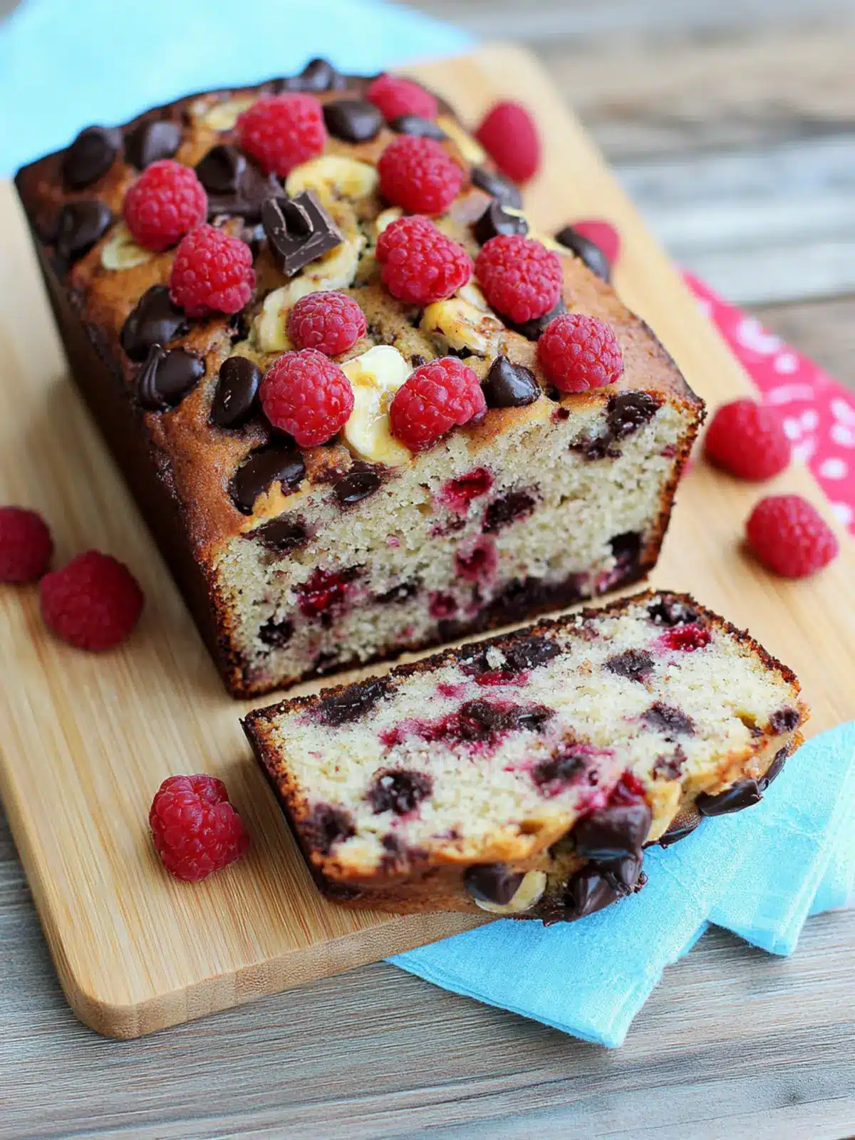 Raspberry Dark Chocolate Banana Bread