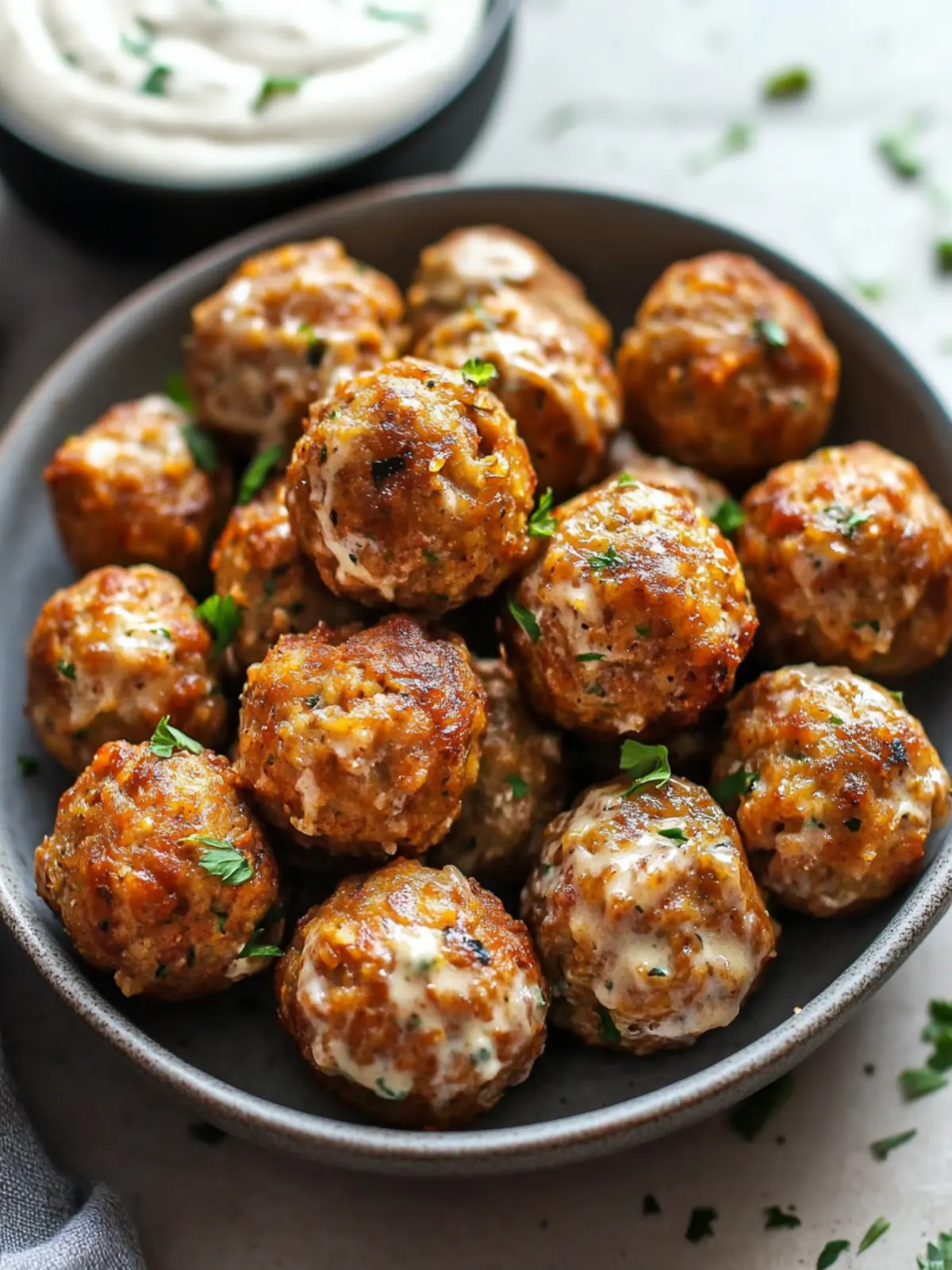 Sausage Balls with Remoulade Dipping Sauce