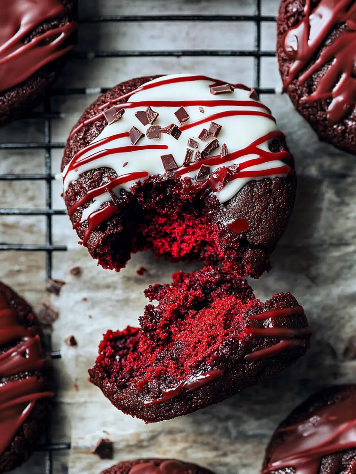 Chocolate Filled Red Velvet Cookies