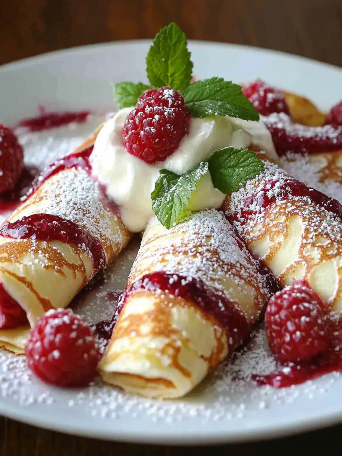 Raspberry Vanilla Cream Crepes