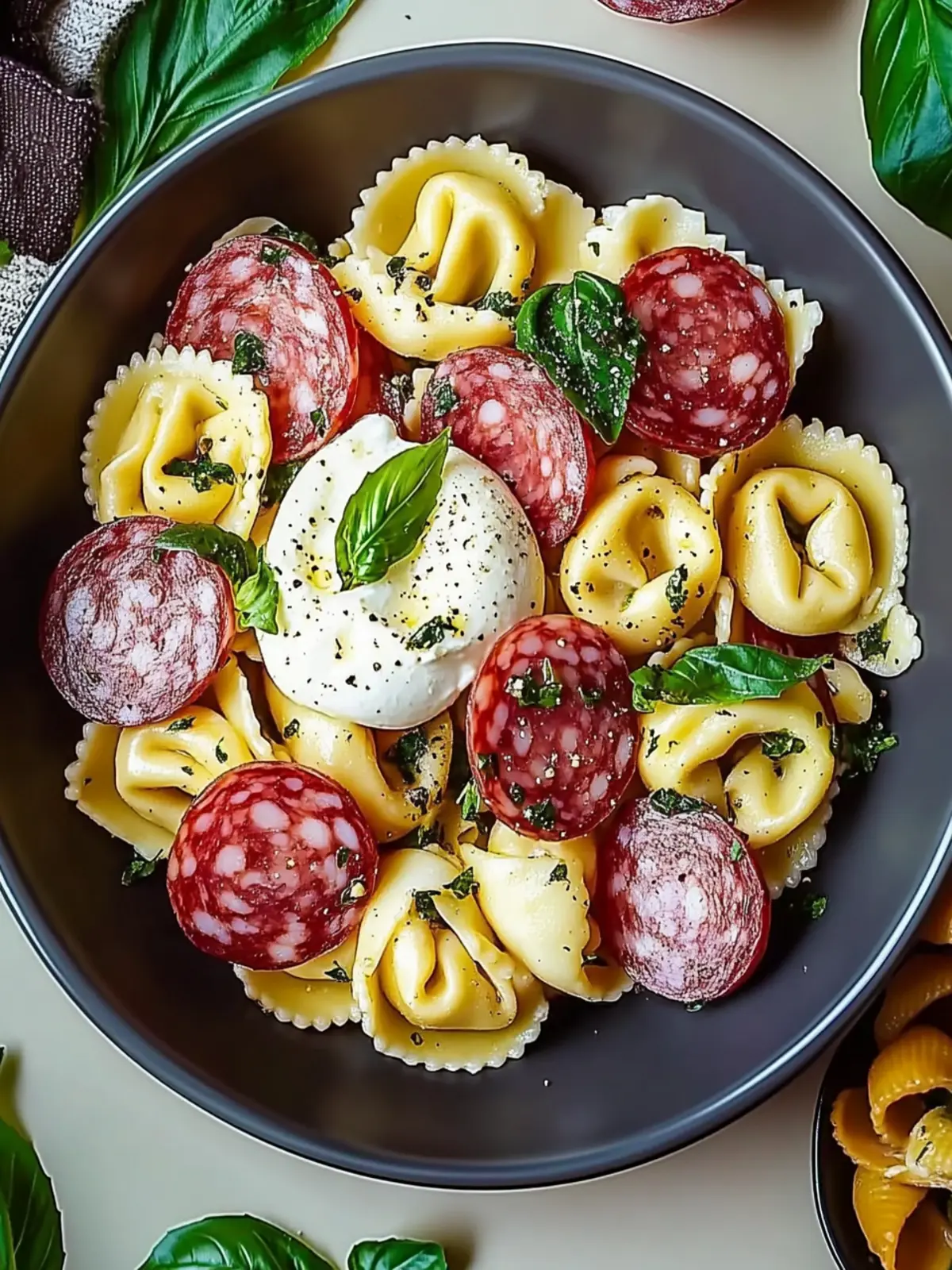 Salami-Mozzarella Tortellini Pasta Salad