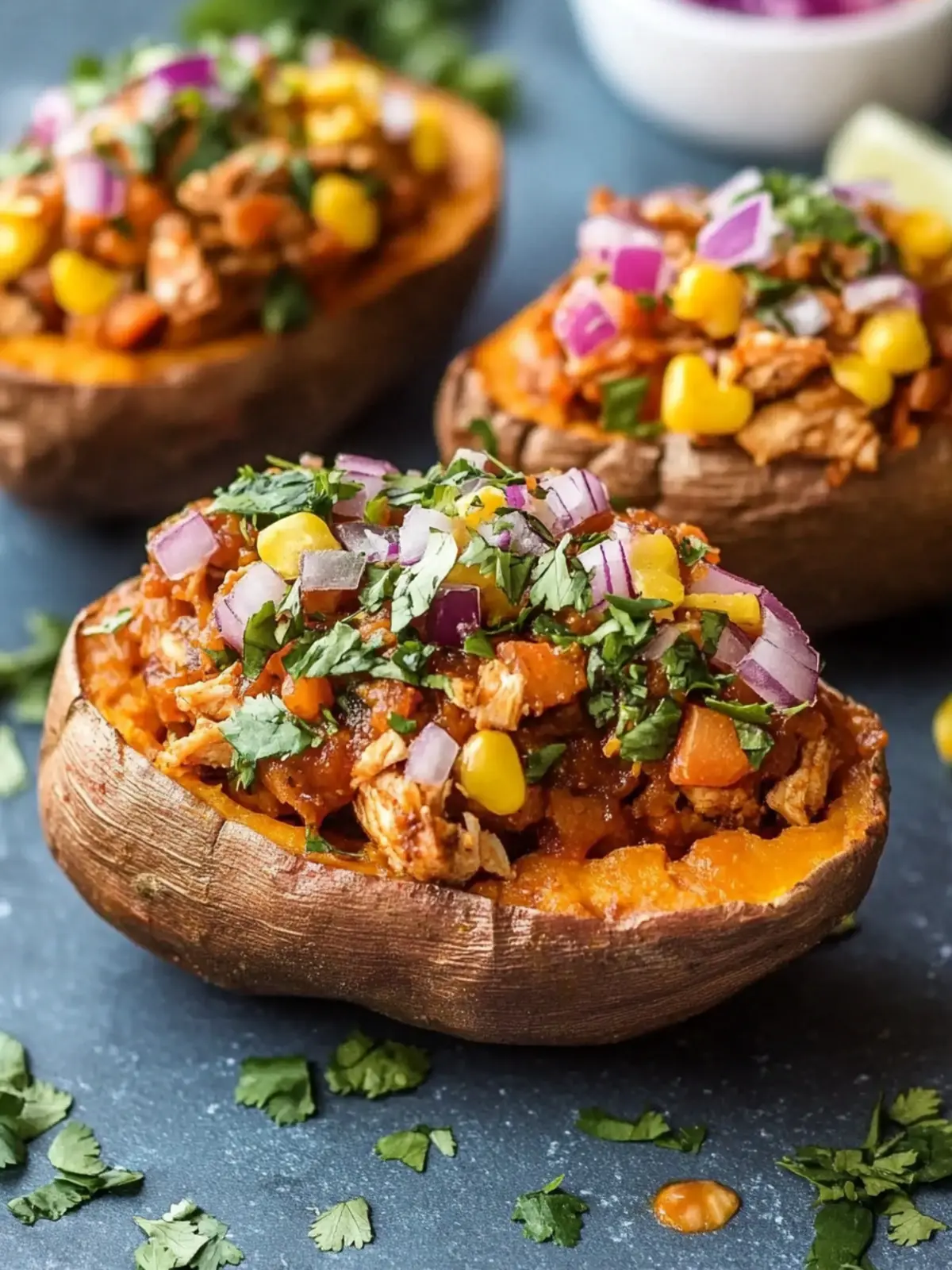 BBQ Chicken Stuffed Sweet Potatoes