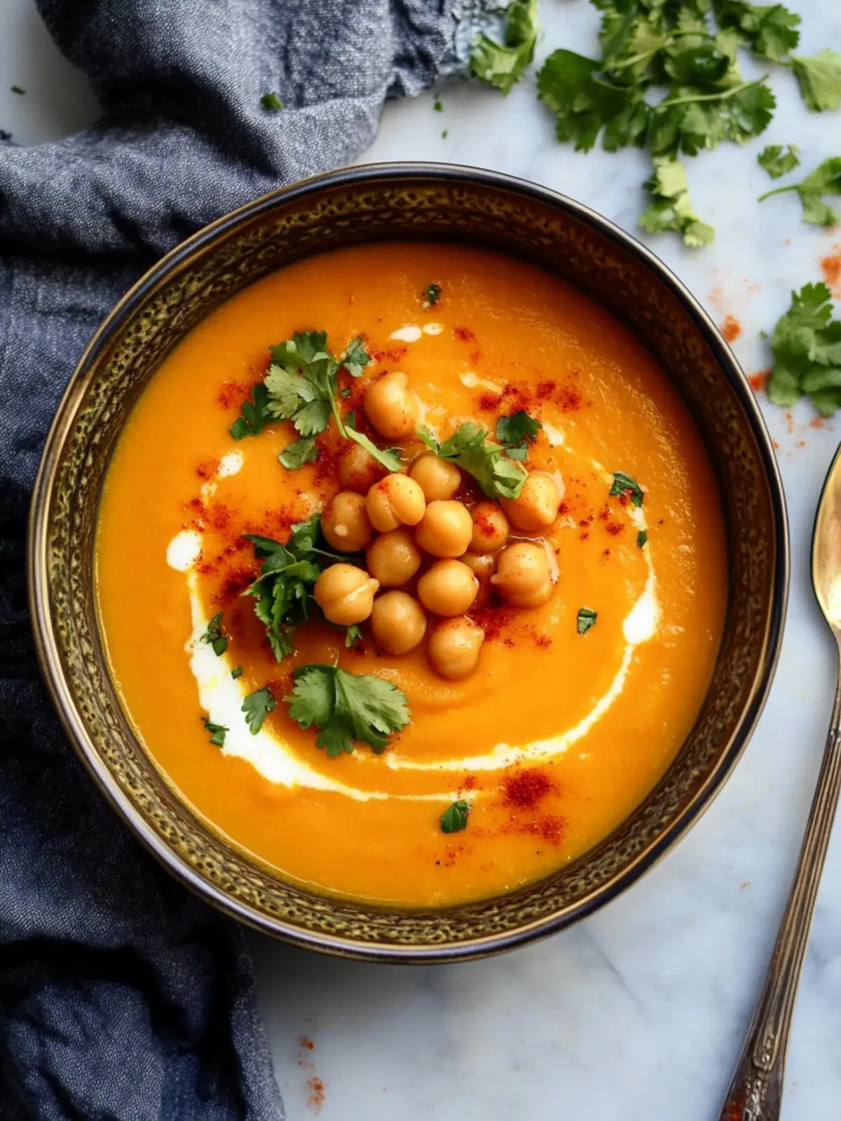 Moroccan Sweet Potato Soup with Chickpeas