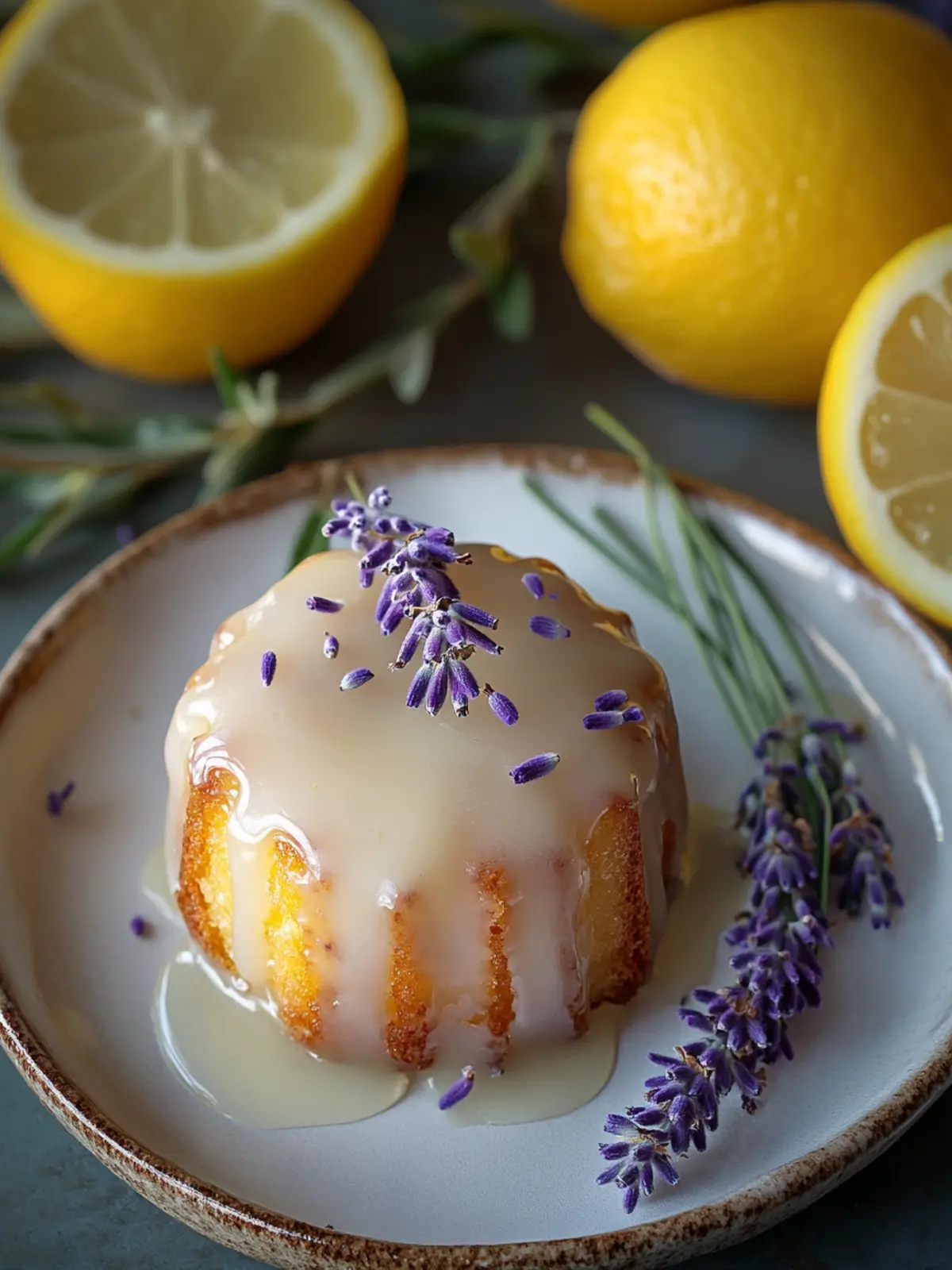 Mini Lemon Cakes with Lavender Glaze