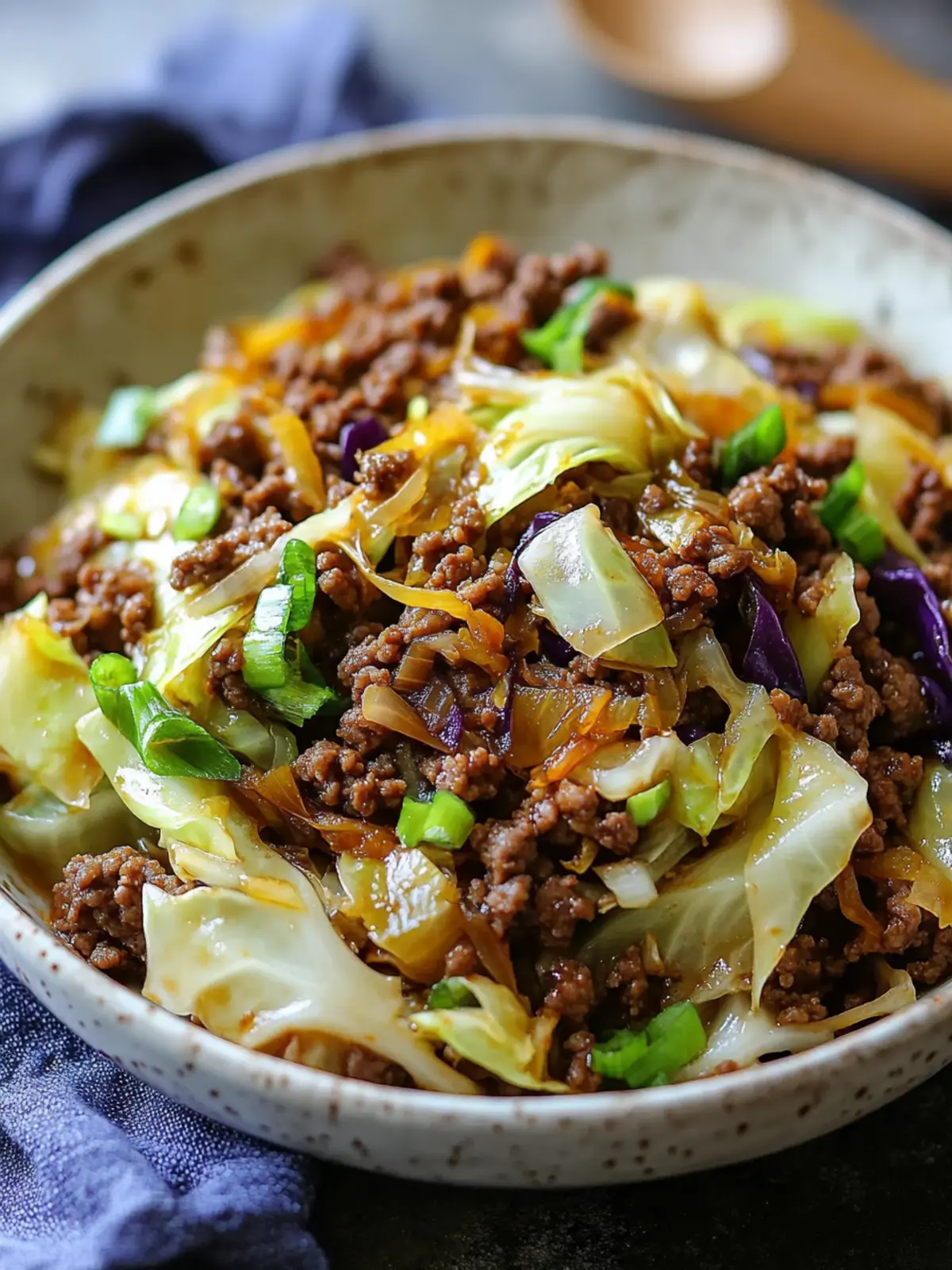 Low Carb Mongolian Ground Beef Cabbage