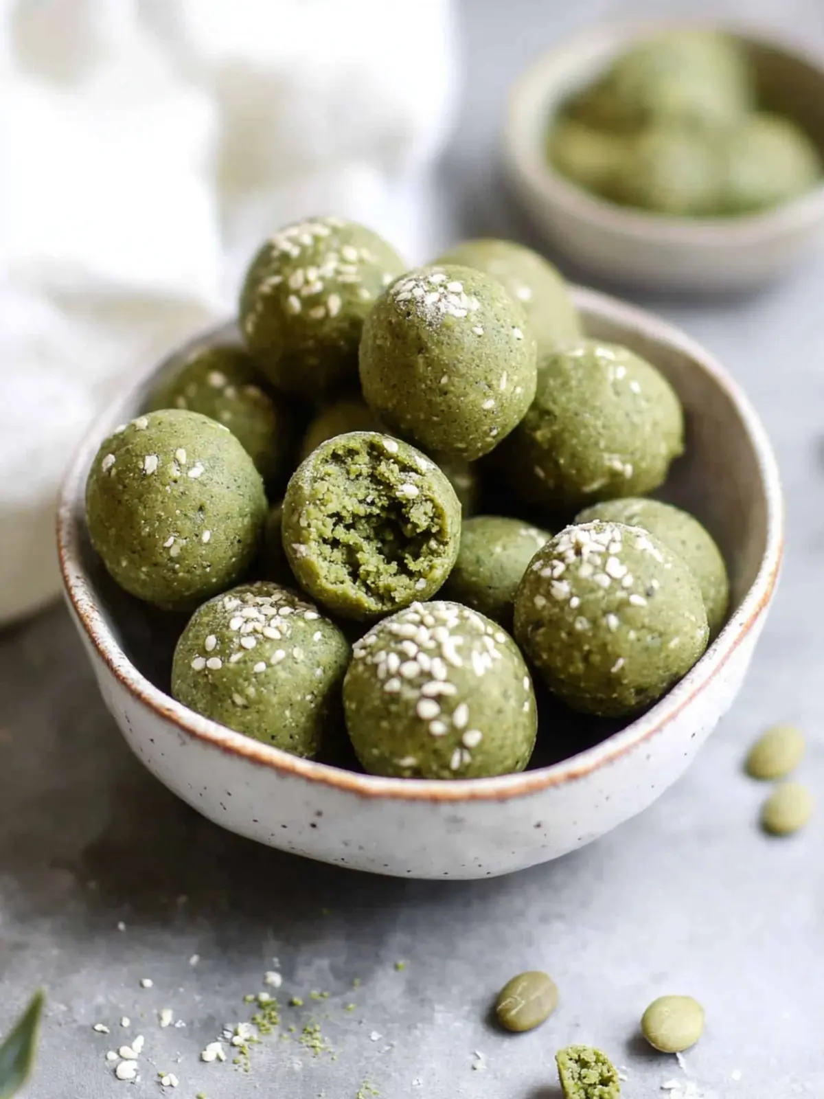 No Bake Matcha Cookie Dough Protein Bites