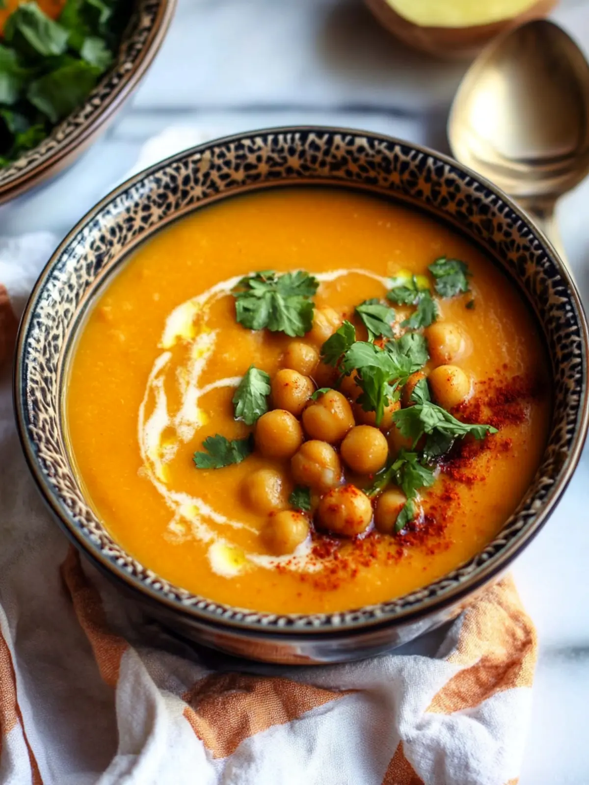Moroccan Sweet Potato Soup with Chickpeas