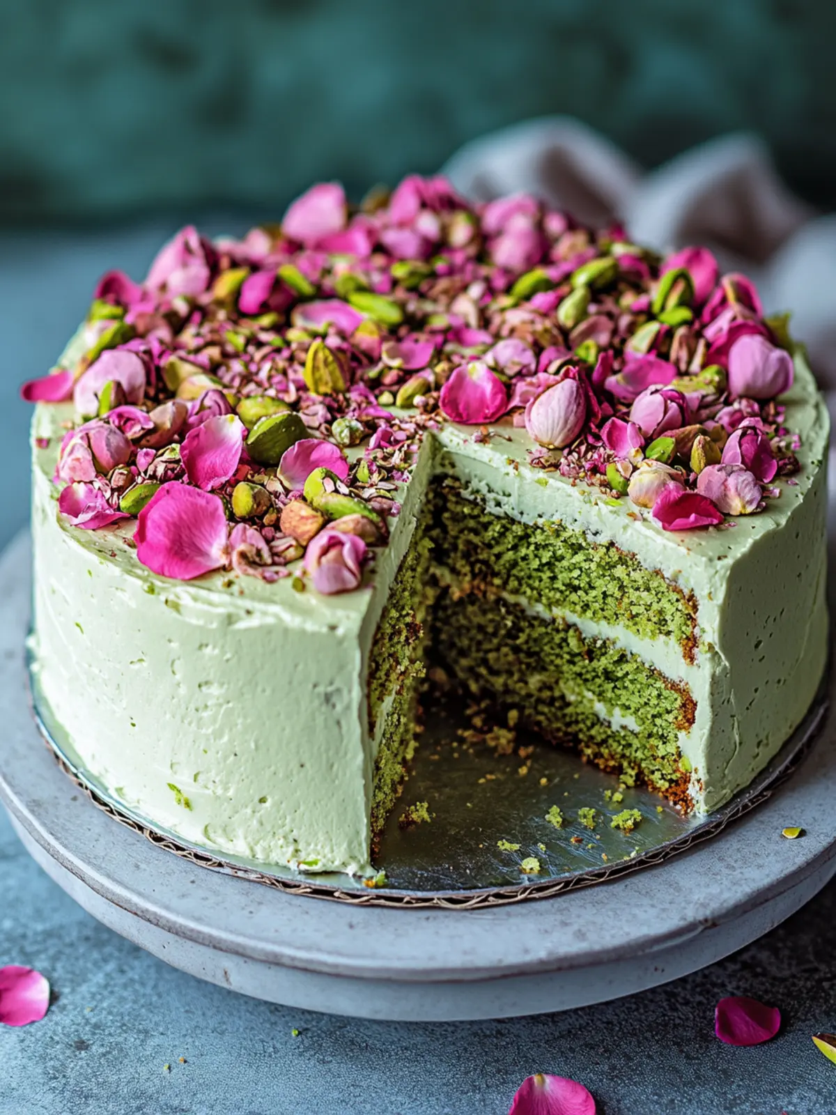 Pistachio, Rose & Cardamom Cake