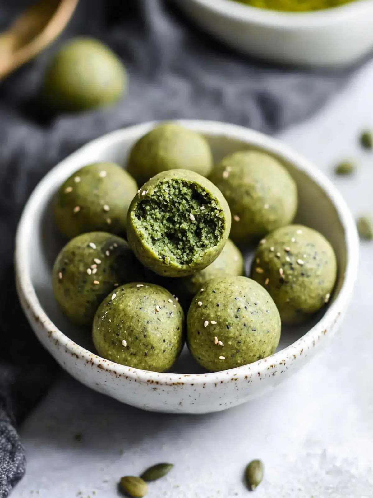 No Bake Matcha Cookie Dough Protein Bites