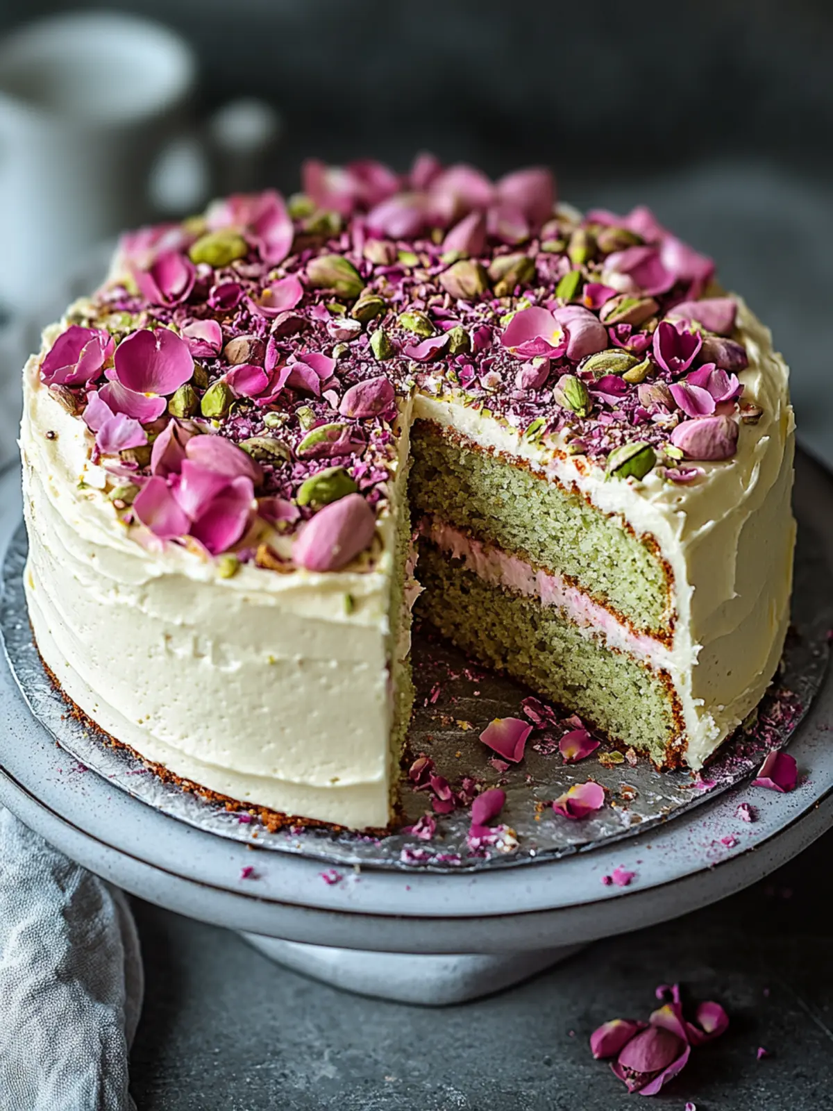 Pistachio, Rose & Cardamom Cake